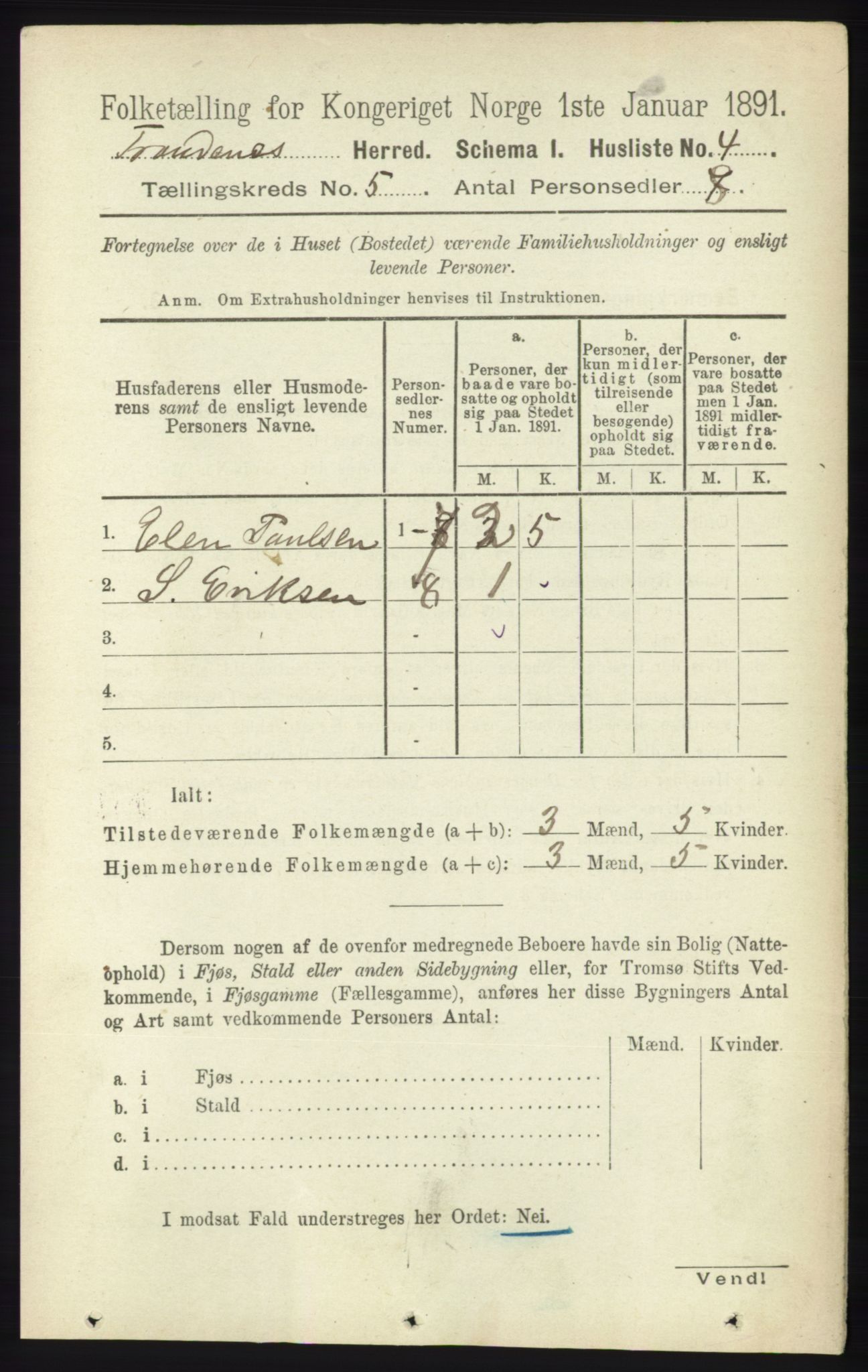 RA, 1891 census for 1914 Trondenes, 1891, p. 2699