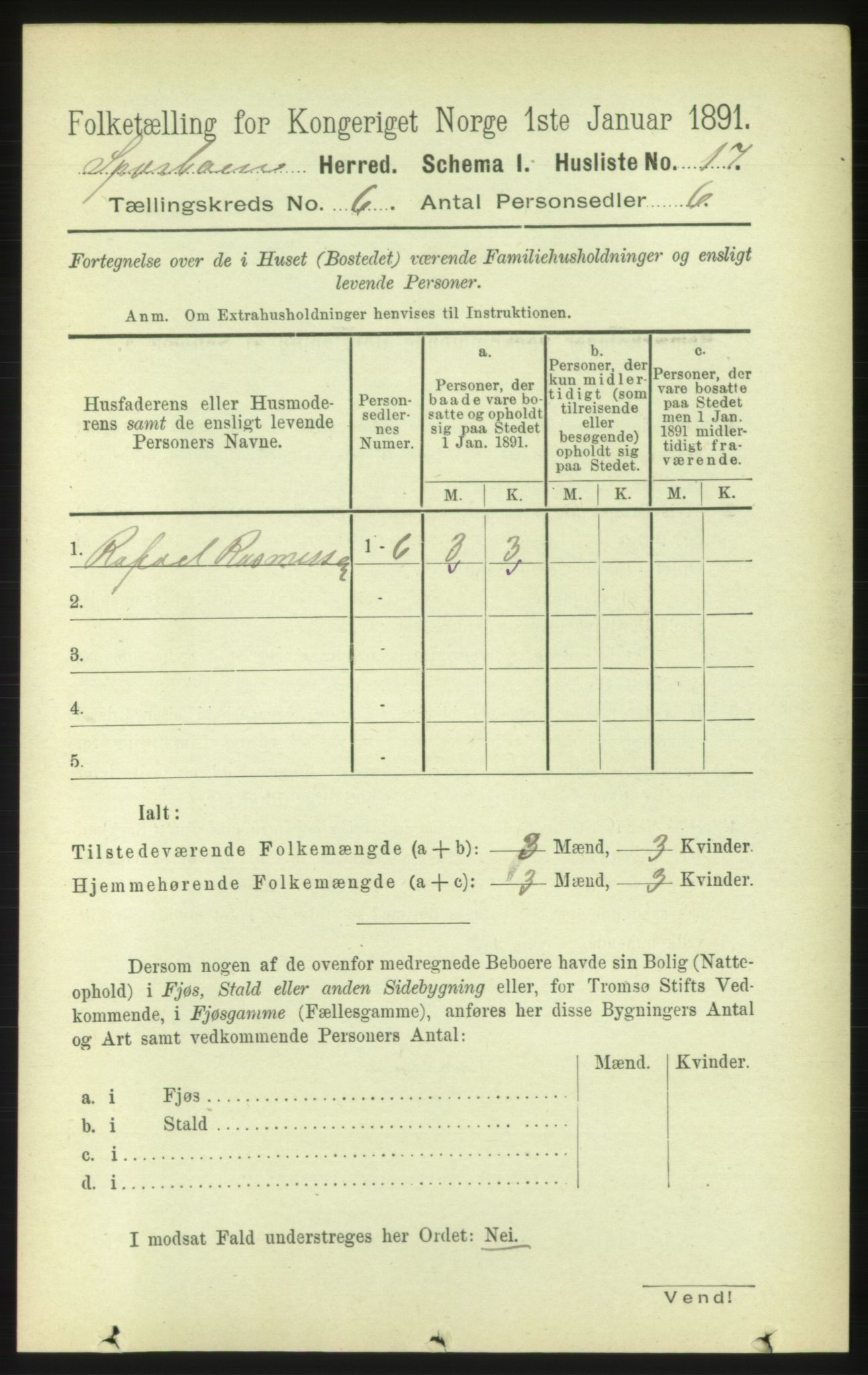 RA, 1891 census for 1731 Sparbu, 1891, p. 2137