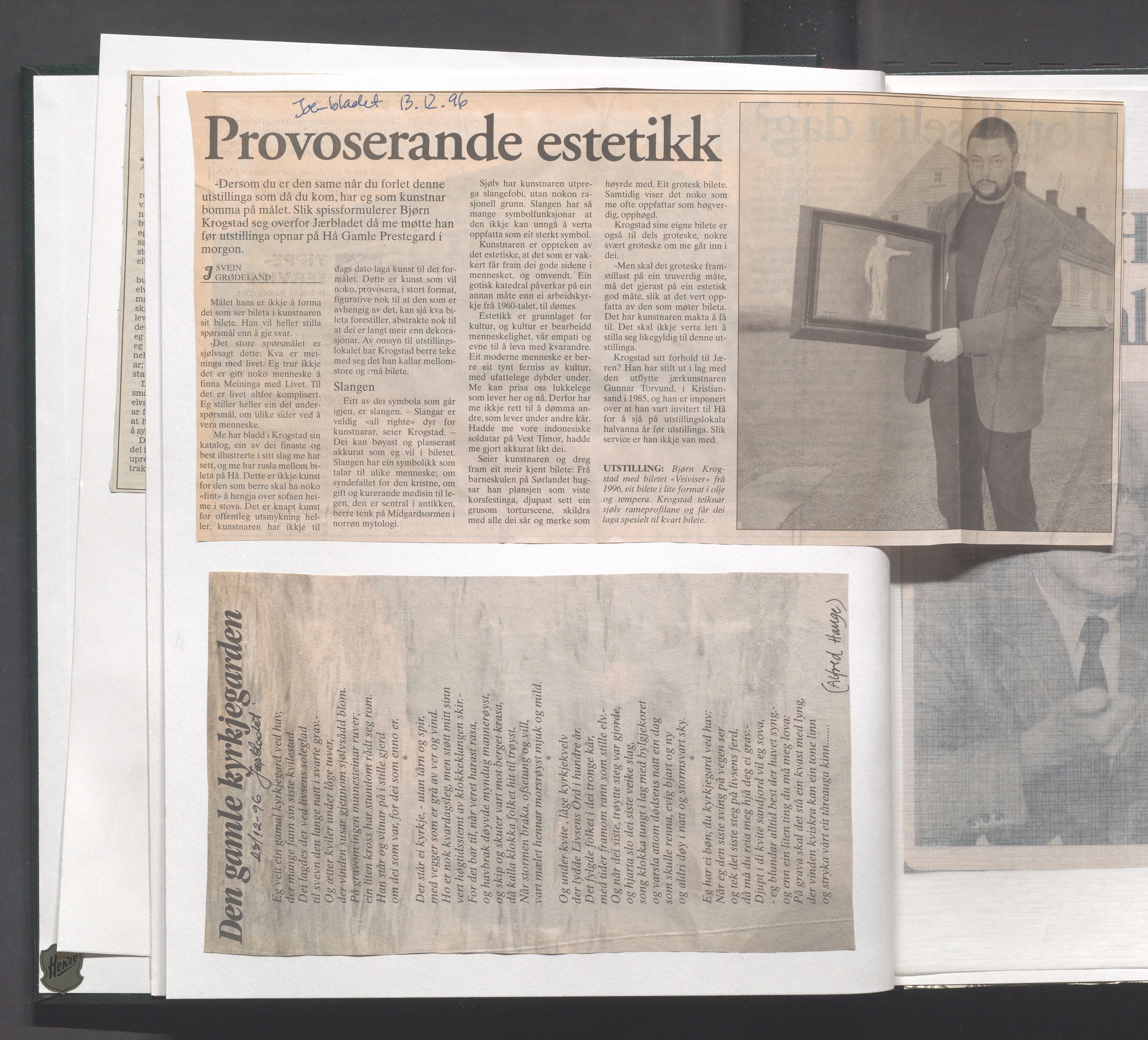 Hå kommune - Kulturetaten, IKAR/A-304/Ub/Ubb/L0011: Avisutklipp - Hå gamle prestegård, 1996-1997
