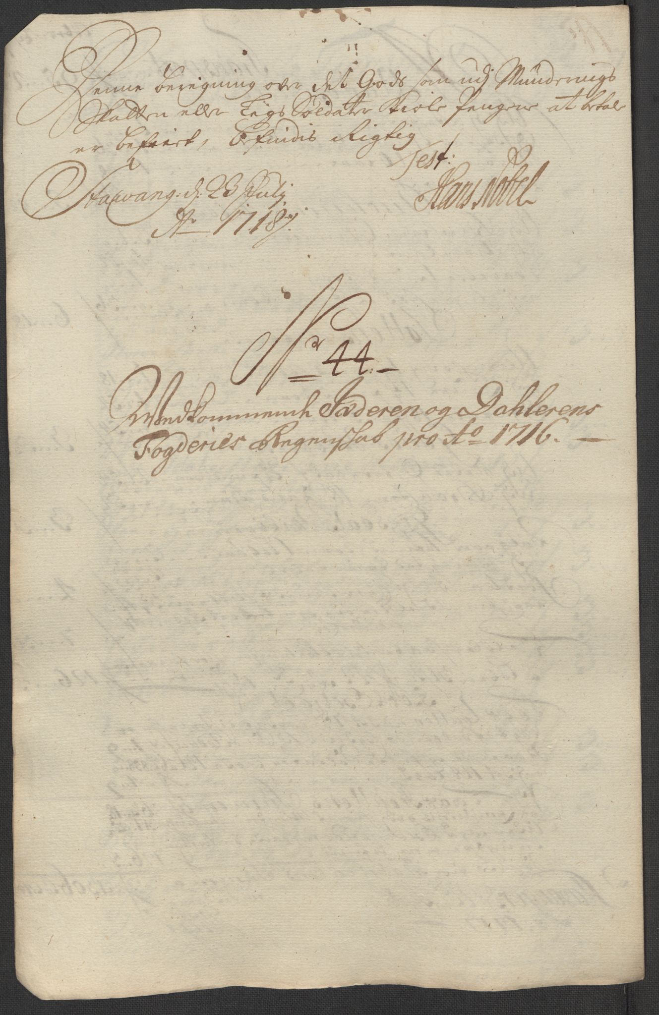 Rentekammeret inntil 1814, Reviderte regnskaper, Fogderegnskap, AV/RA-EA-4092/R46/L2740: Fogderegnskap Jæren og Dalane, 1715-1716, p. 443