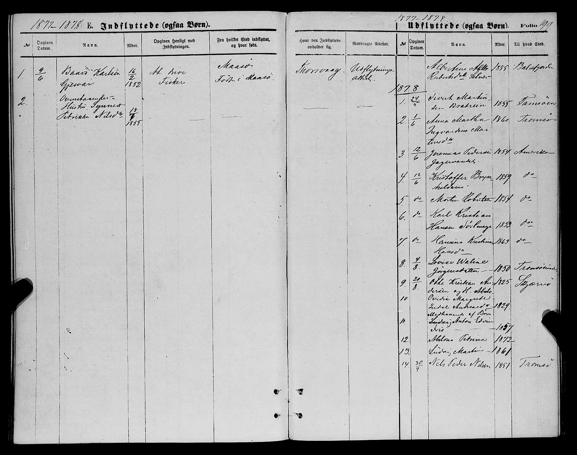 Karlsøy sokneprestembete, SATØ/S-1299/H/Ha/Haa/L0005kirke: Parish register (official) no. 5, 1872-1878, p. 199