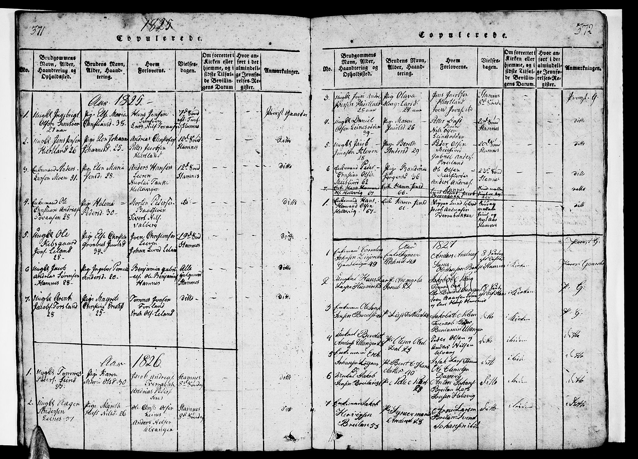 Ministerialprotokoller, klokkerbøker og fødselsregistre - Nordland, AV/SAT-A-1459/831/L0474: Parish register (copy) no. 831C01, 1820-1850, p. 371-372