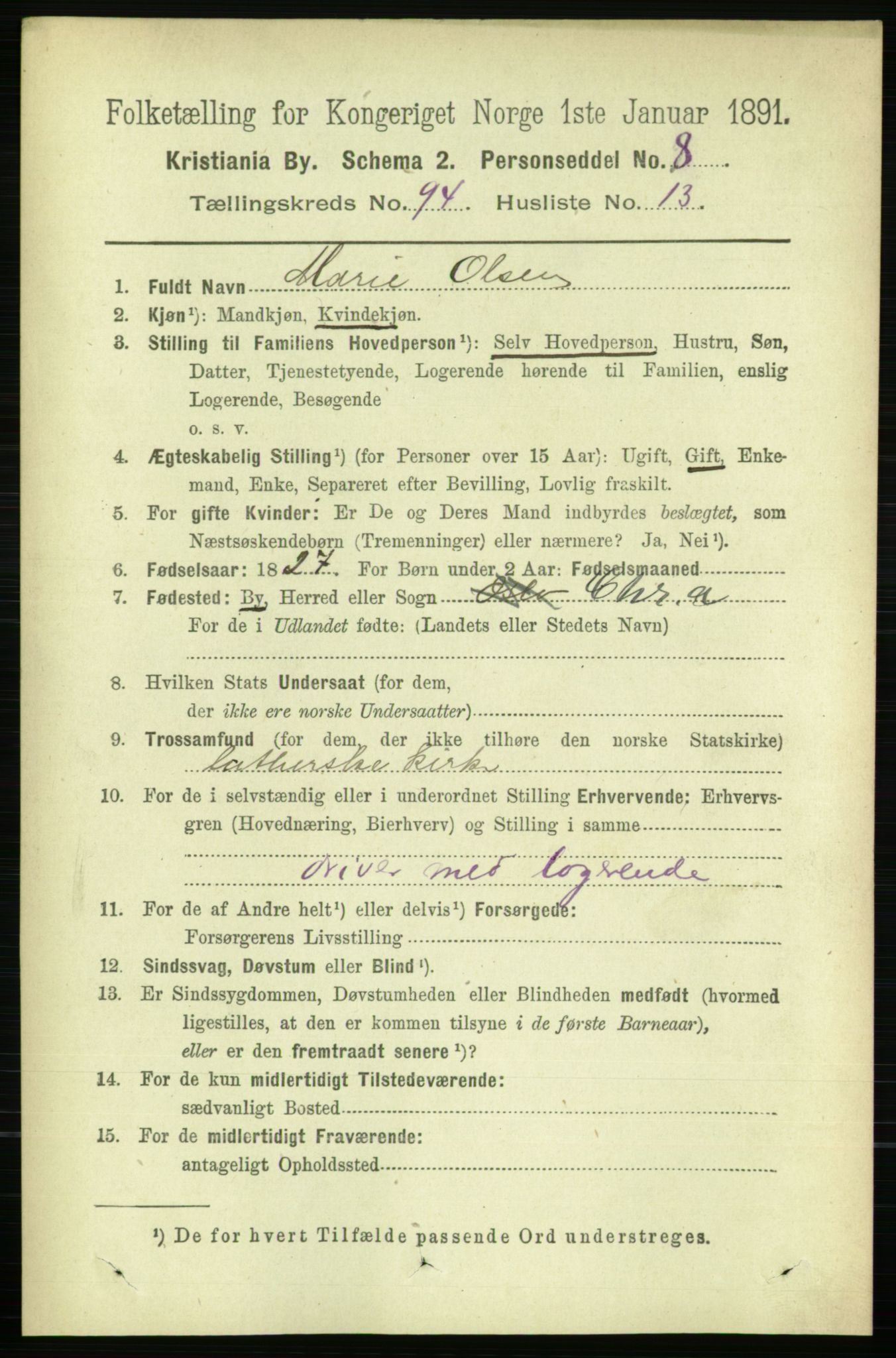 RA, 1891 census for 0301 Kristiania, 1891, p. 46232