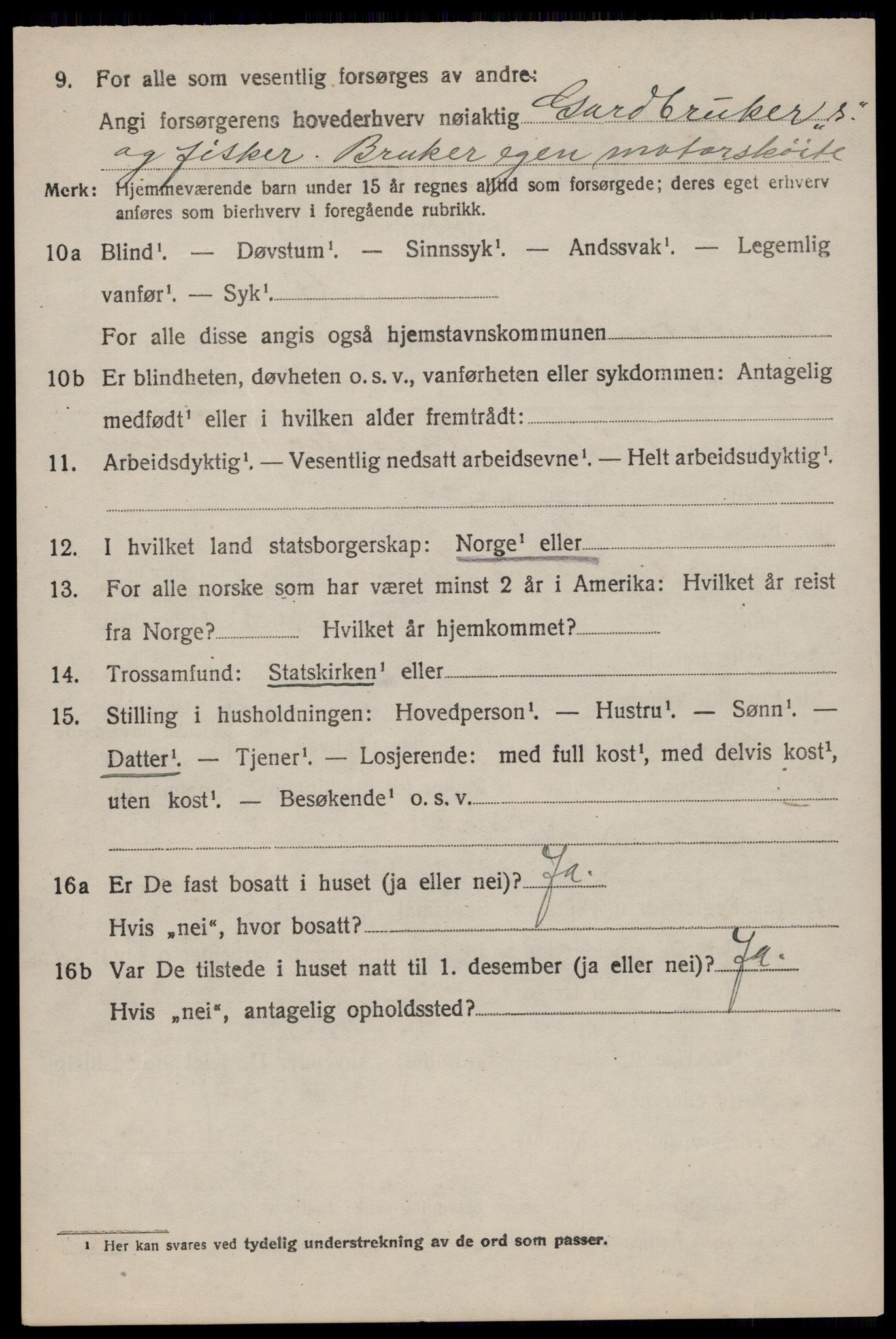 SAST, 1920 census for Eigersund, 1920, p. 1652