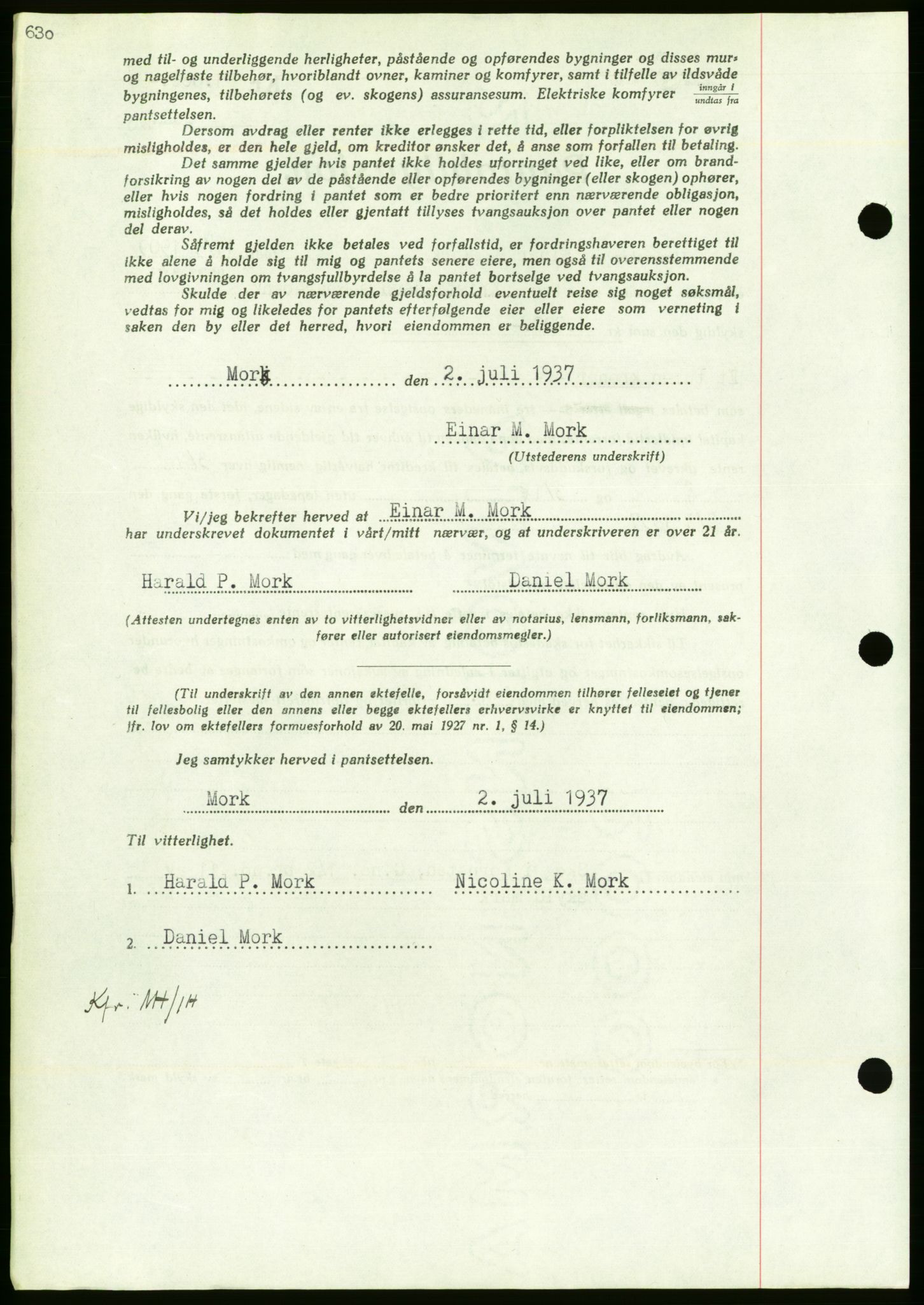 Nordmøre sorenskriveri, AV/SAT-A-4132/1/2/2Ca/L0091: Mortgage book no. B81, 1937-1937, Diary no: : 1744/1937