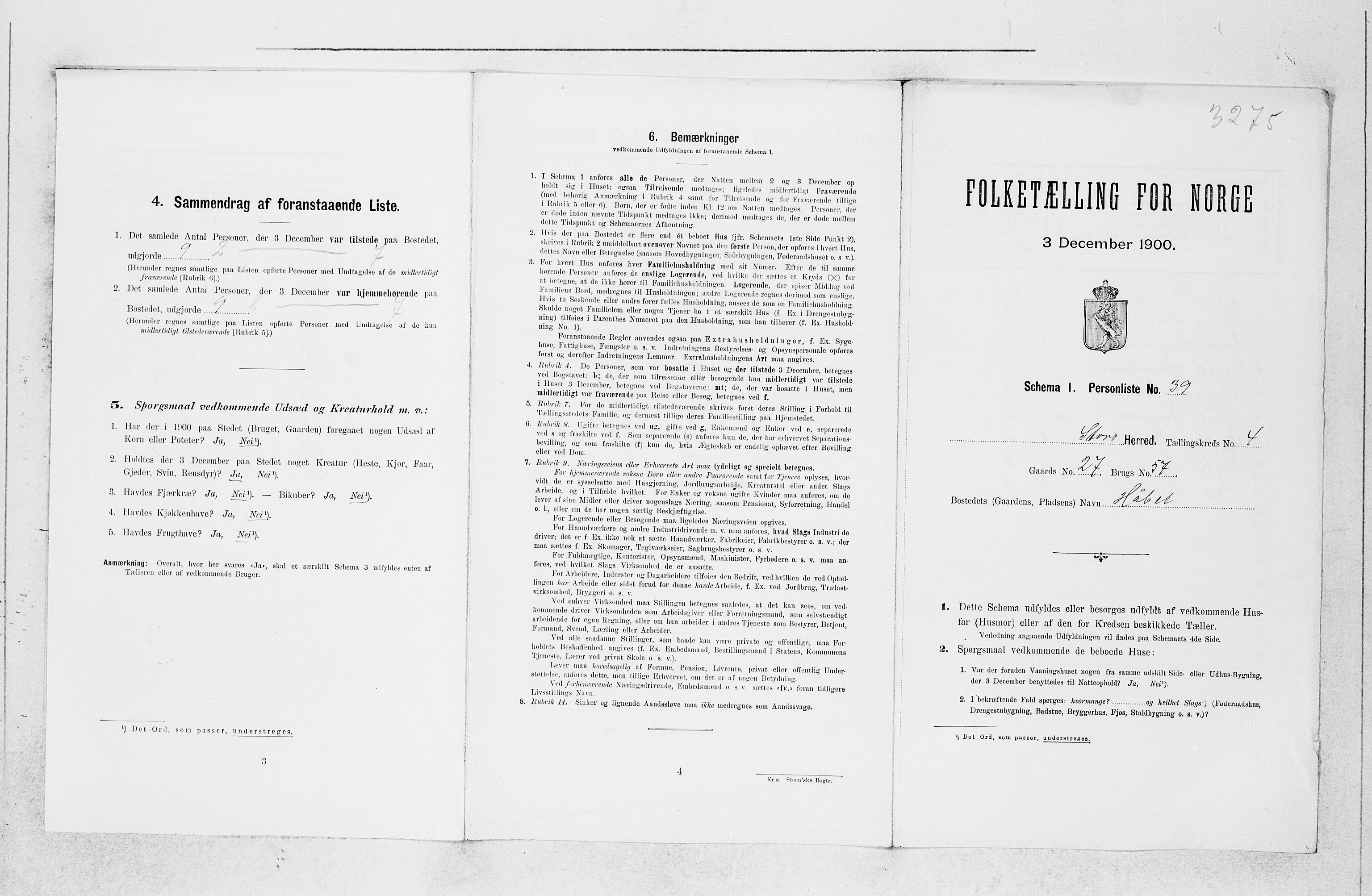 SAB, 1900 census for Stord, 1900, p. 376