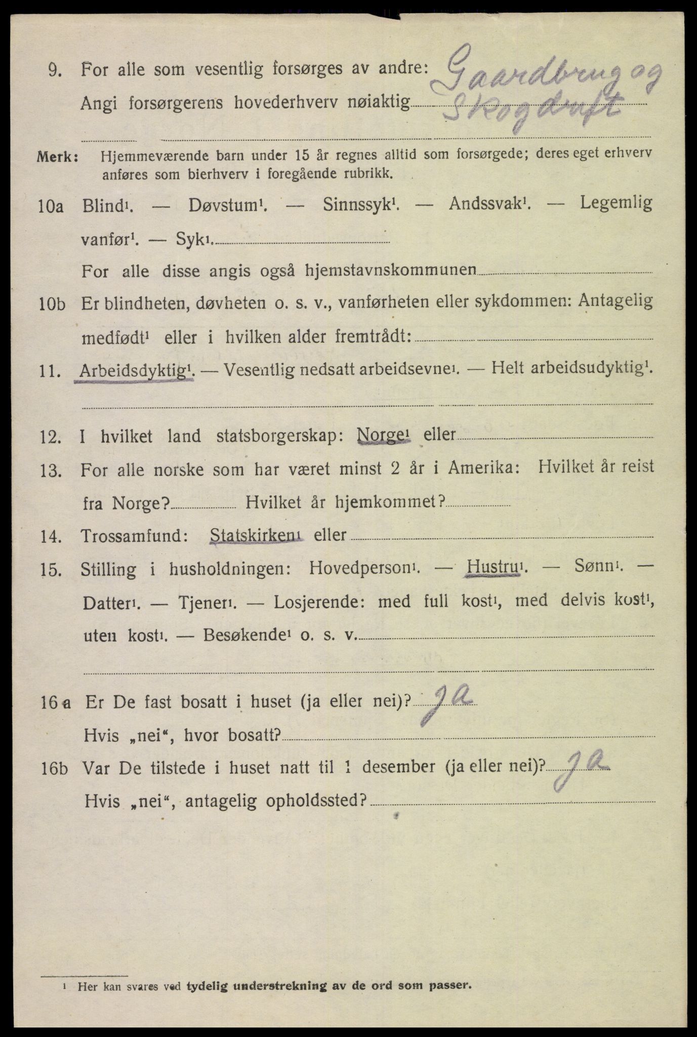 SAK, 1920 census for Holum, 1920, p. 2082