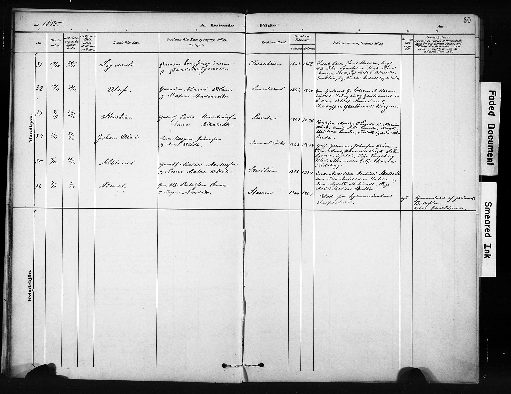 Nordre Land prestekontor, AV/SAH-PREST-124/H/Ha/Hab/L0012: Parish register (copy) no. 12, 1891-1909, p. 30