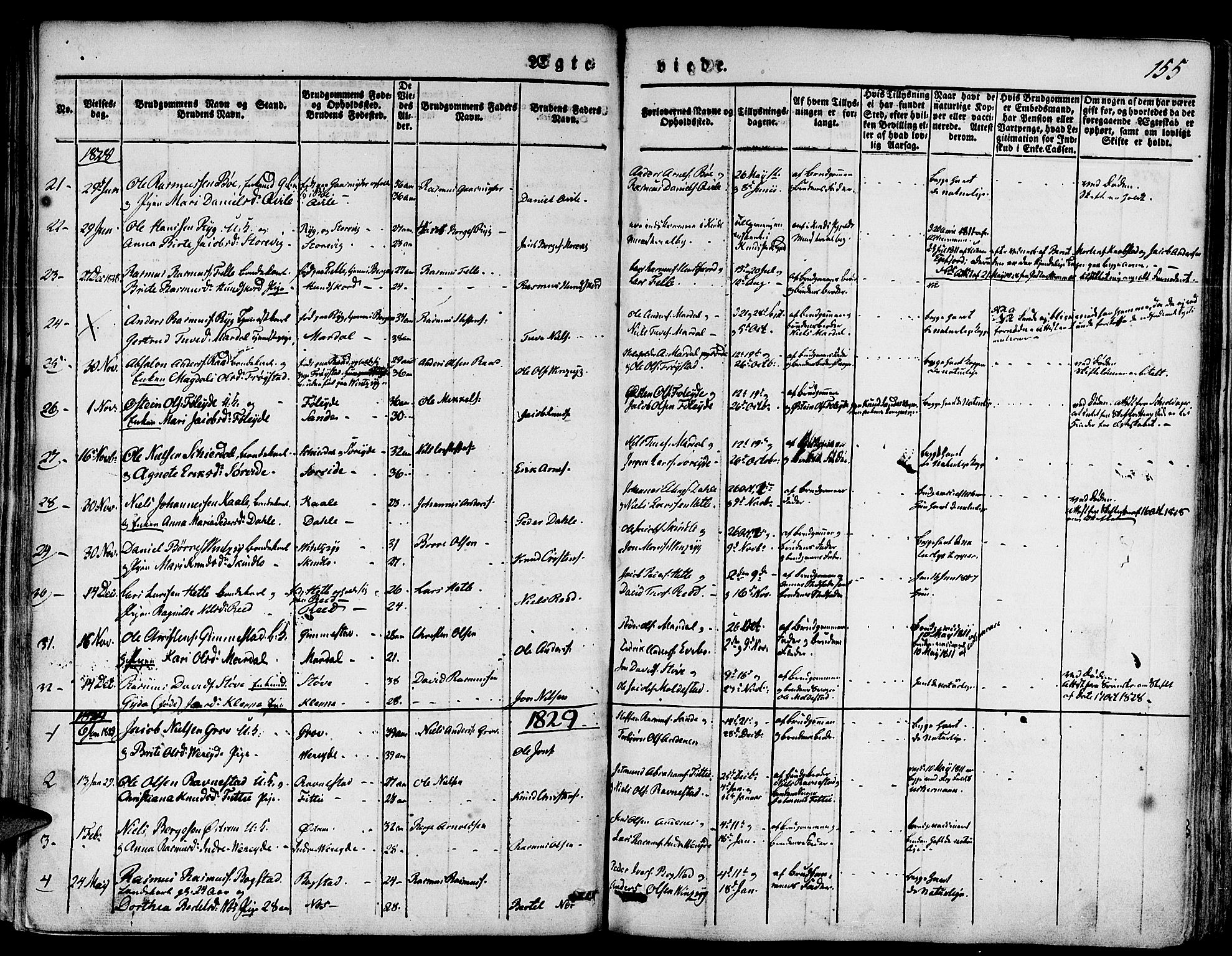 Gloppen sokneprestembete, SAB/A-80101/H/Haa/Haaa/L0007: Parish register (official) no. A 7, 1827-1837, p. 155