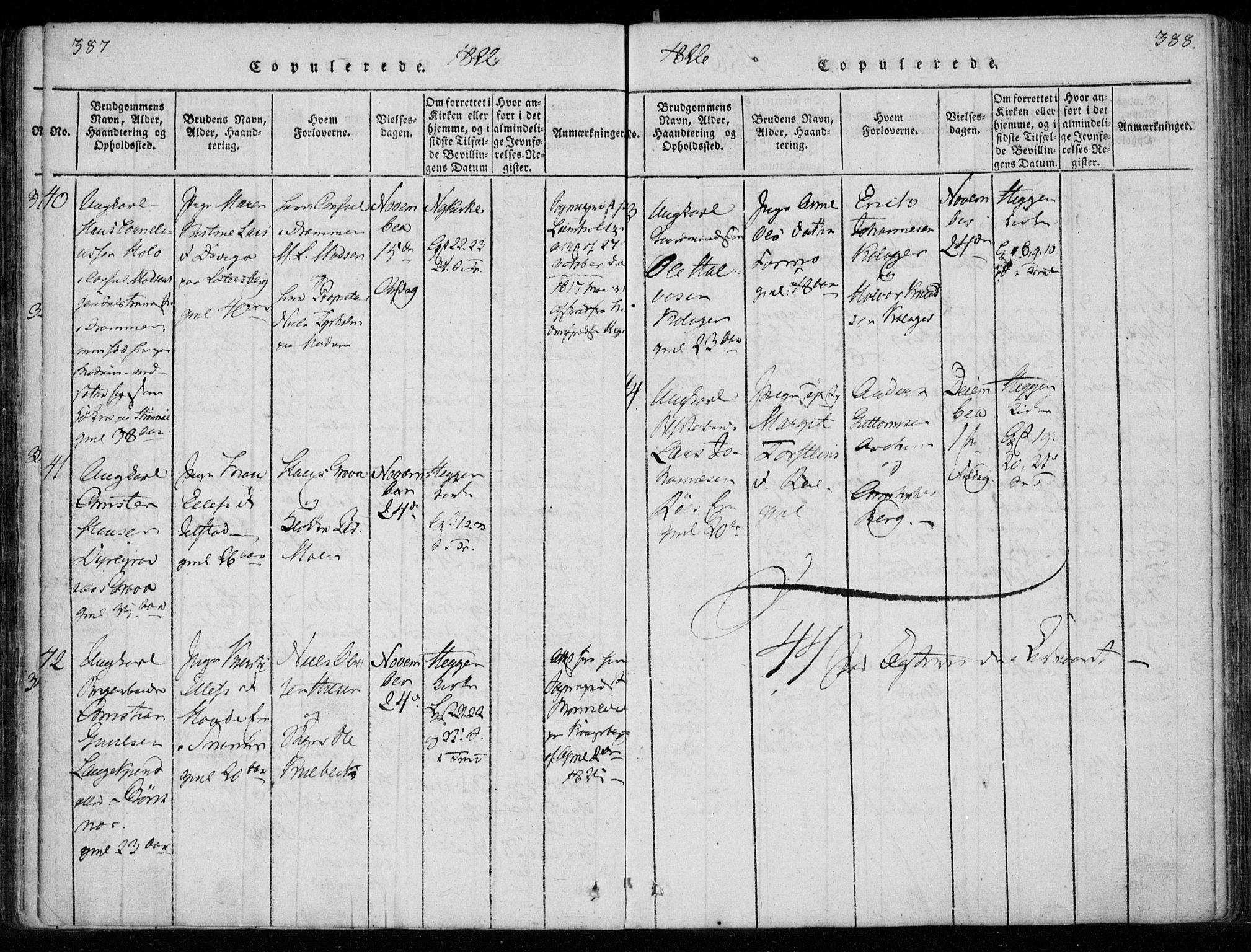 Modum kirkebøker, AV/SAKO-A-234/F/Fa/L0005: Parish register (official) no. 5, 1824-1841, p. 387-388