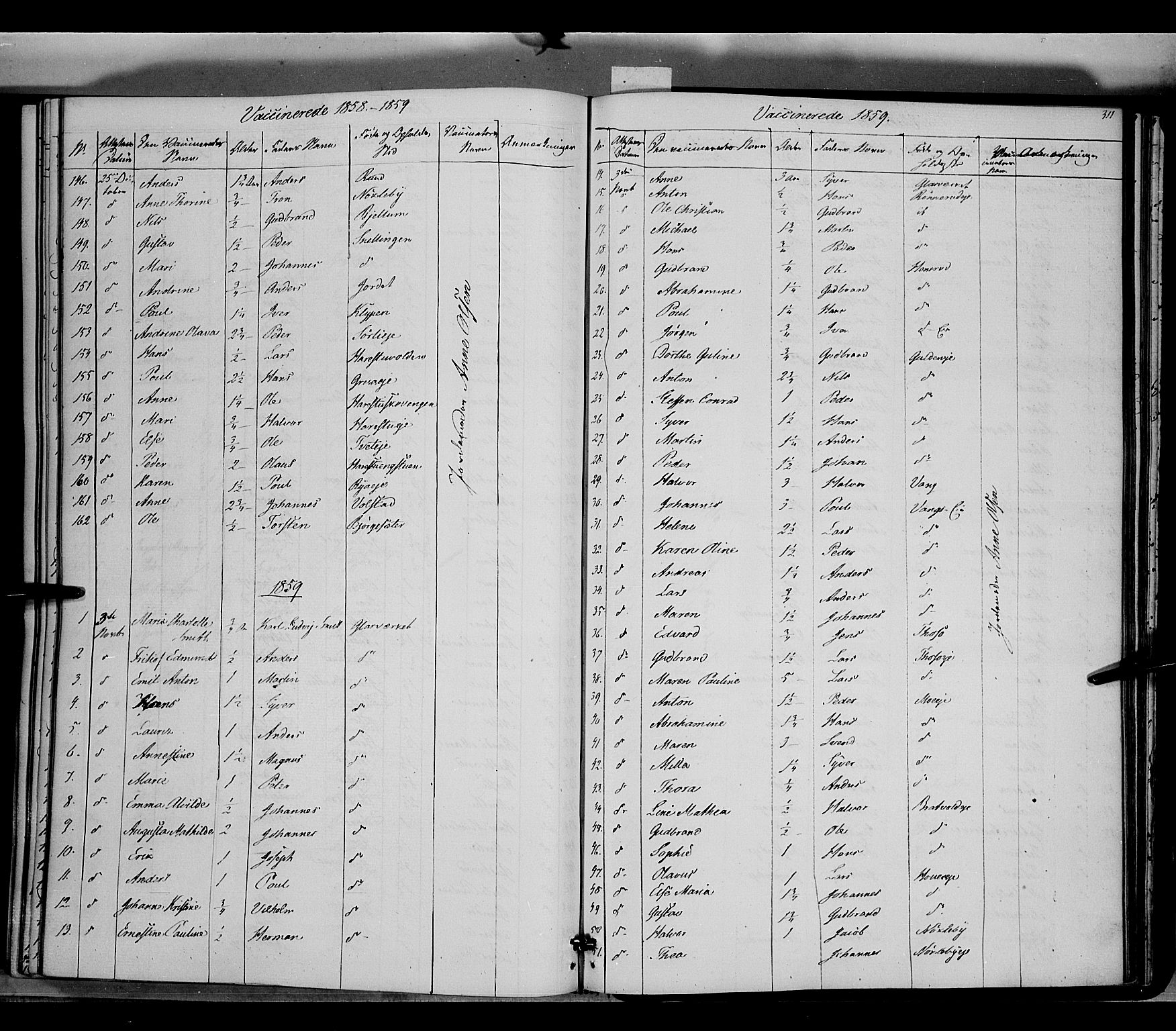 Jevnaker prestekontor, SAH/PREST-116/H/Ha/Haa/L0007: Parish register (official) no. 7, 1858-1876, p. 311