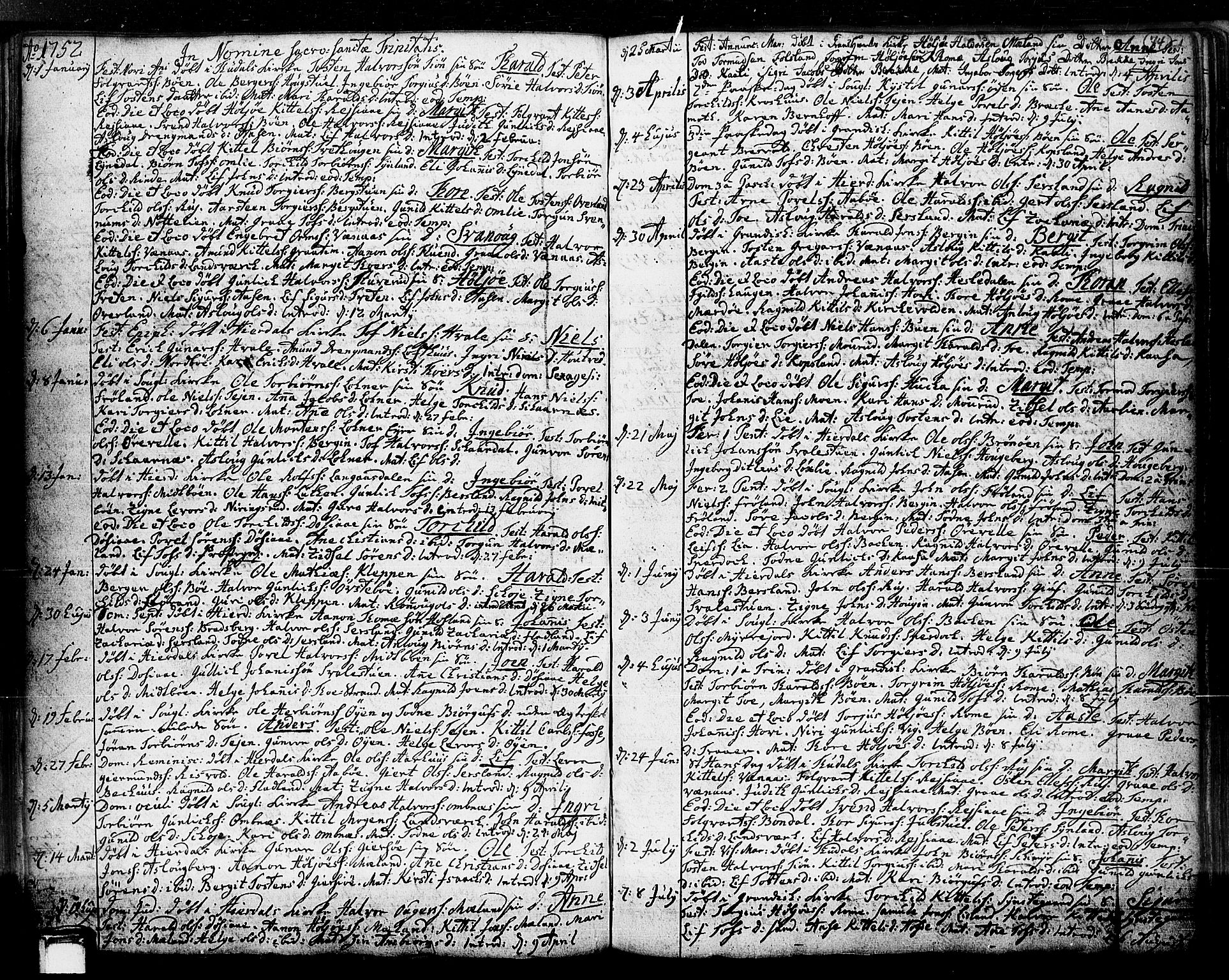 Hjartdal kirkebøker, SAKO/A-270/F/Fa/L0003: Parish register (official) no. I 3, 1727-1775, p. 74