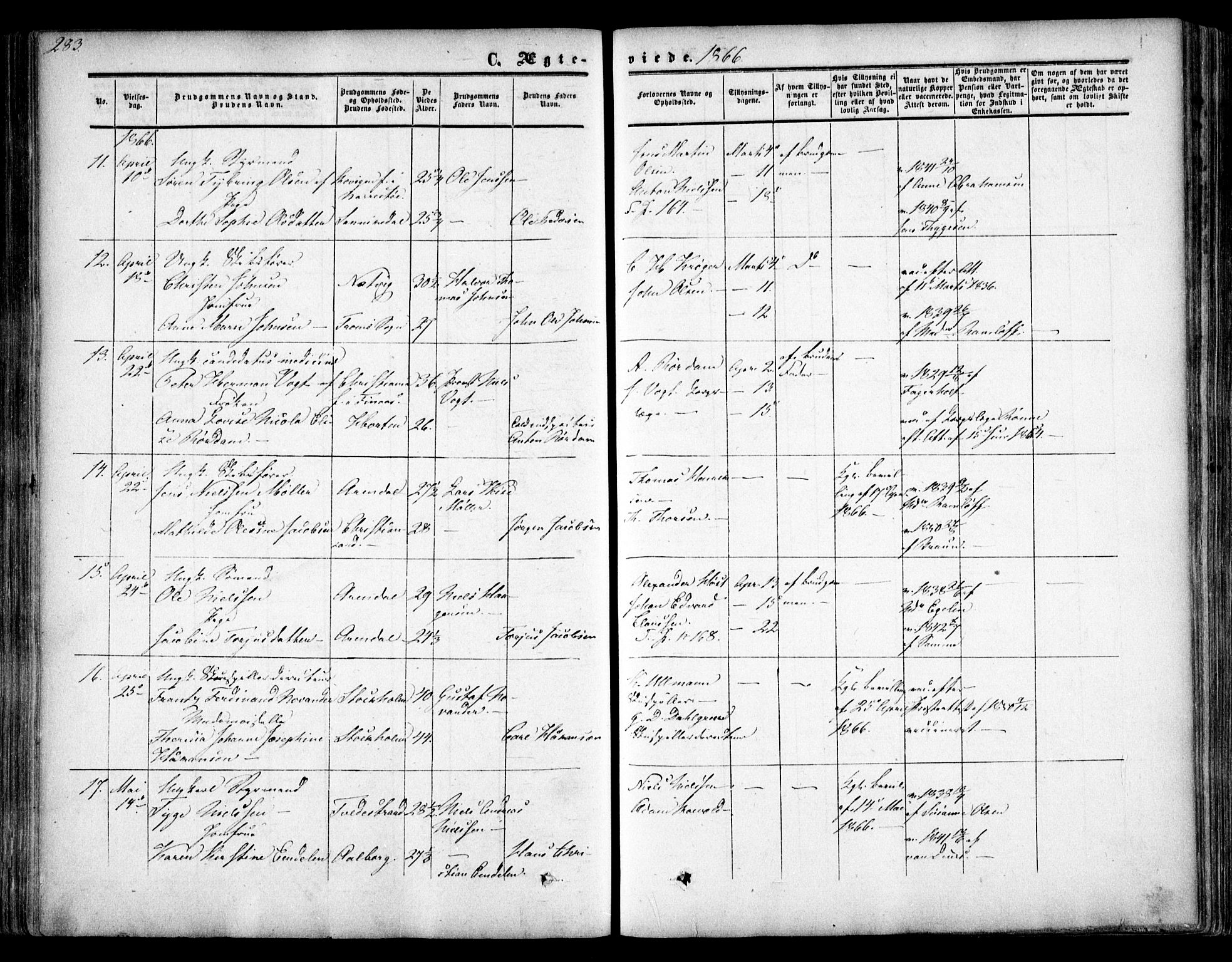 Arendal sokneprestkontor, Trefoldighet, AV/SAK-1111-0040/F/Fa/L0006: Parish register (official) no. A 6, 1855-1868, p. 283