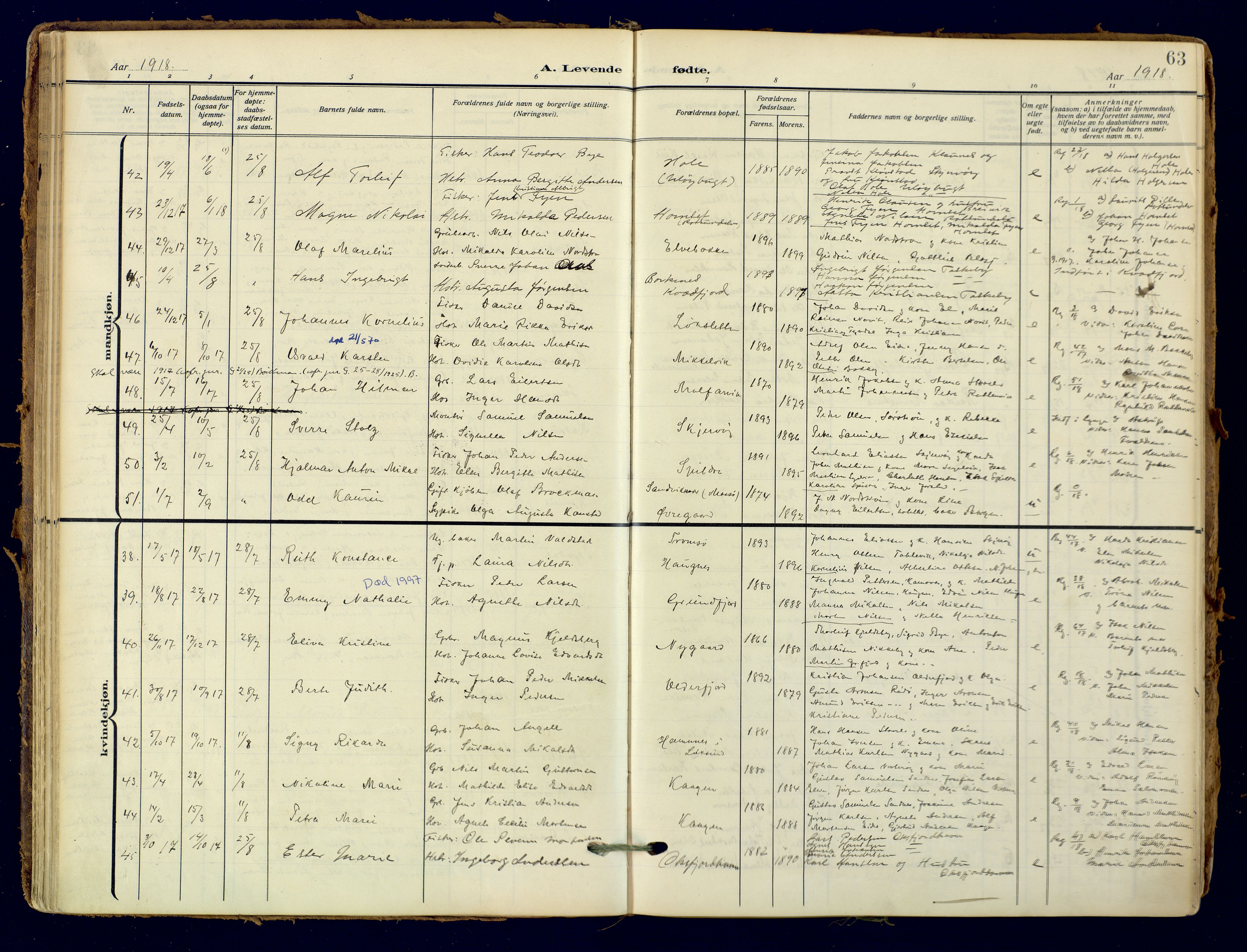 Skjervøy sokneprestkontor, AV/SATØ-S-1300/H/Ha/Haa: Parish register (official) no. 18, 1910-1926, p. 63