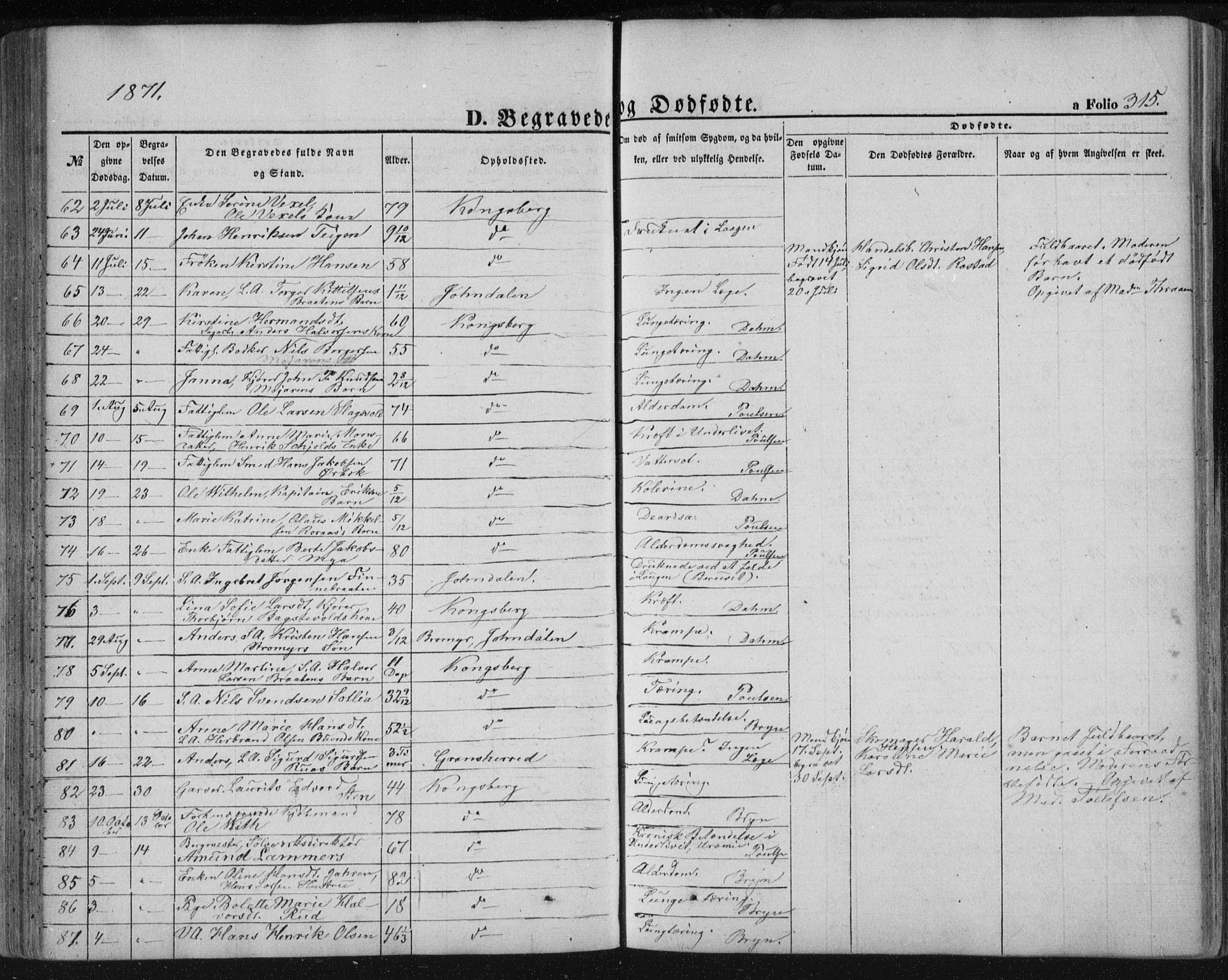 Kongsberg kirkebøker, SAKO/A-22/F/Fa/L0010: Parish register (official) no. I 10, 1859-1875, p. 315