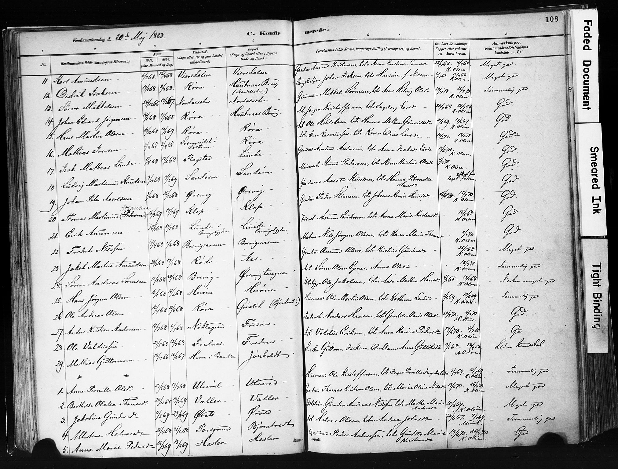 Eidanger kirkebøker, AV/SAKO-A-261/F/Fa/L0012: Parish register (official) no. 12, 1879-1900, p. 108