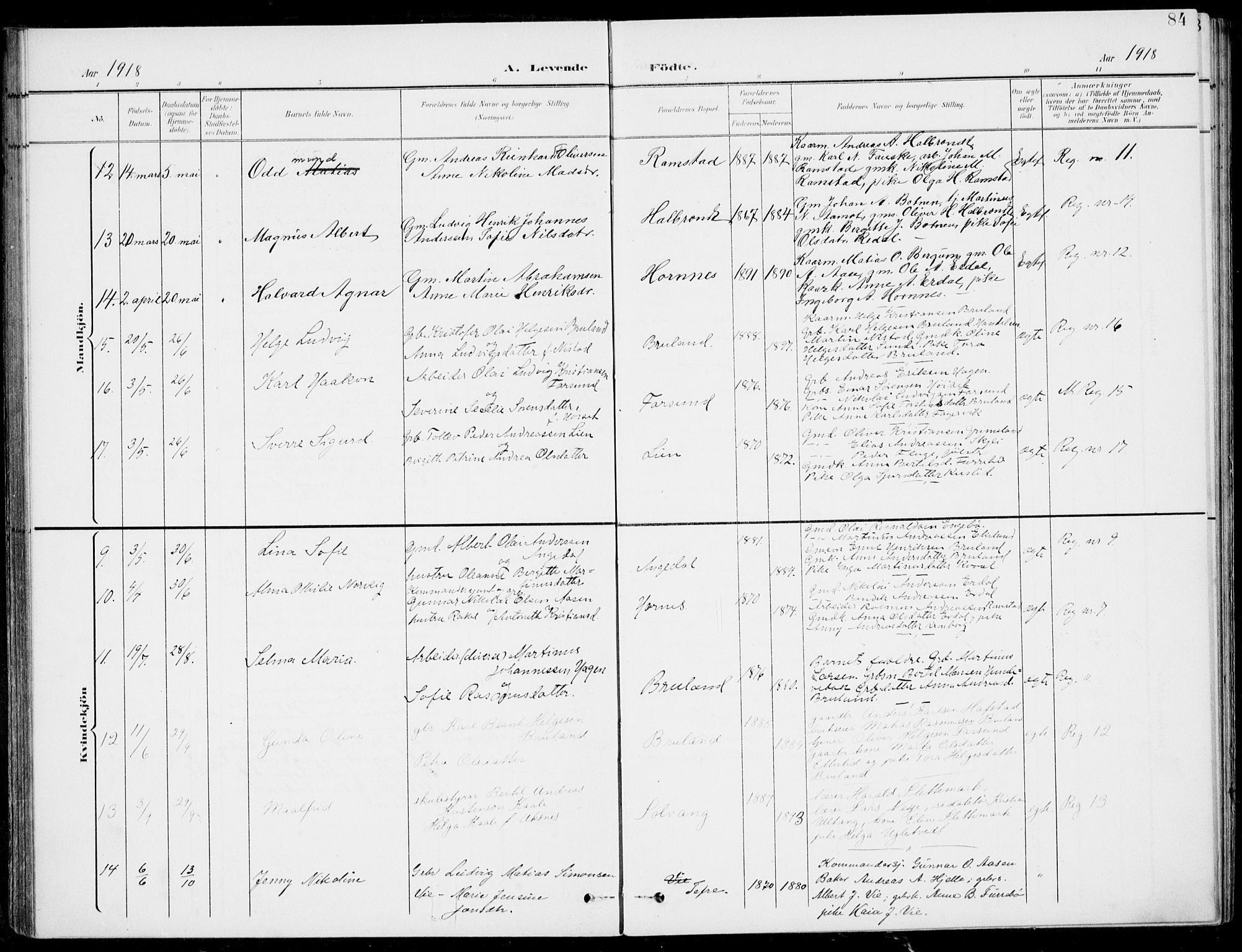 Førde sokneprestembete, SAB/A-79901/H/Haa/Haab/L0002: Parish register (official) no. B  2, 1899-1920, p. 84