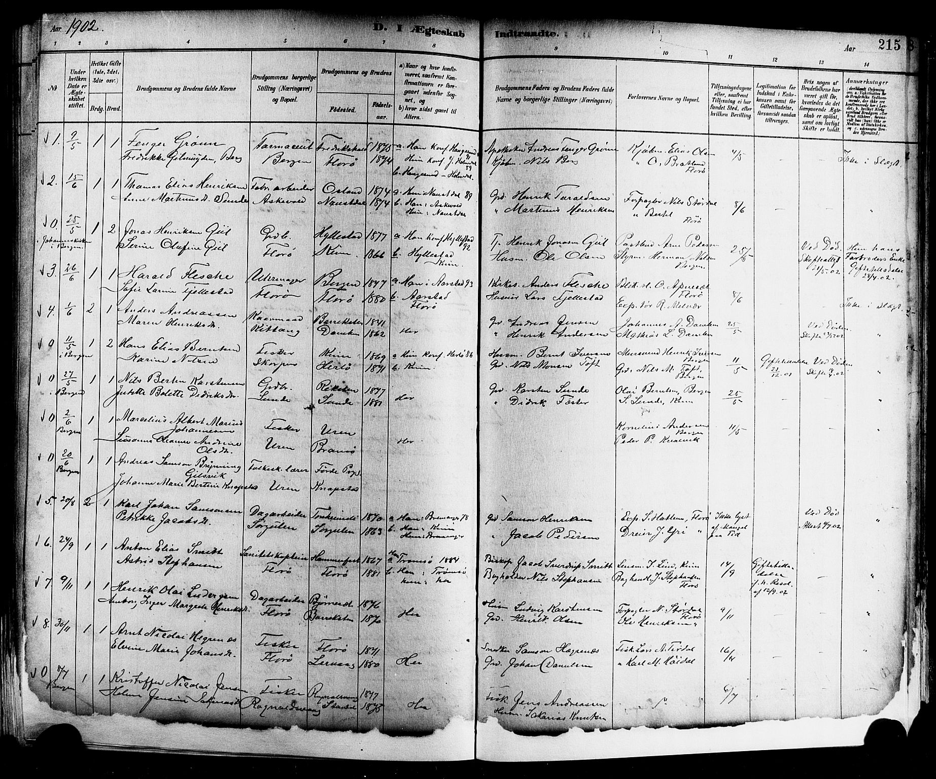 Kinn sokneprestembete, AV/SAB-A-80801/H/Hab/Haba/L0002: Parish register (copy) no. A 2, 1882-1906, p. 215