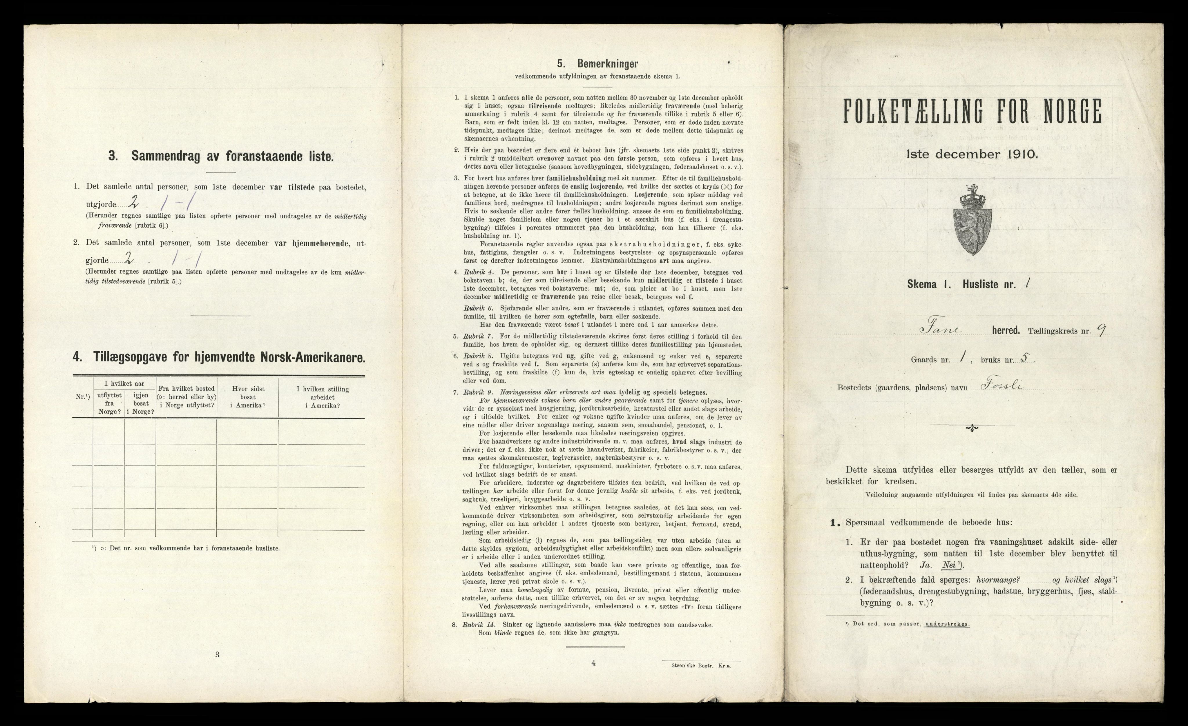 RA, 1910 census for Fana, 1910, p. 933