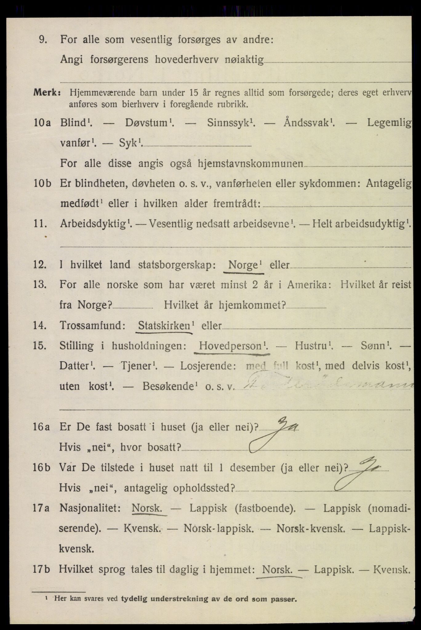 SAT, 1920 census for Verdal, 1920, p. 8568