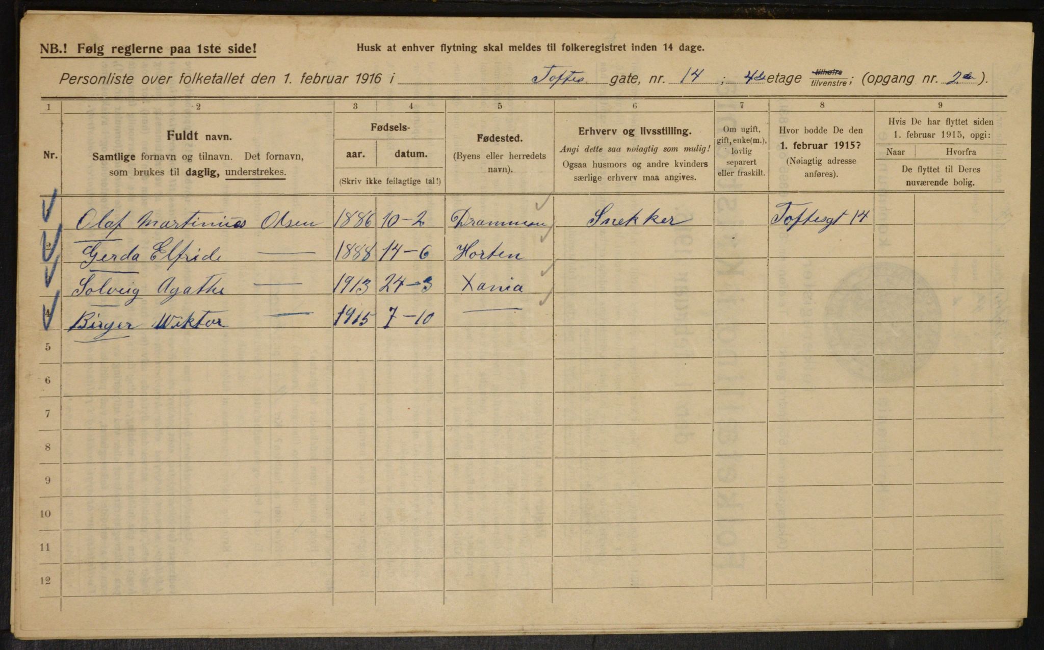 OBA, Municipal Census 1916 for Kristiania, 1916, p. 114780