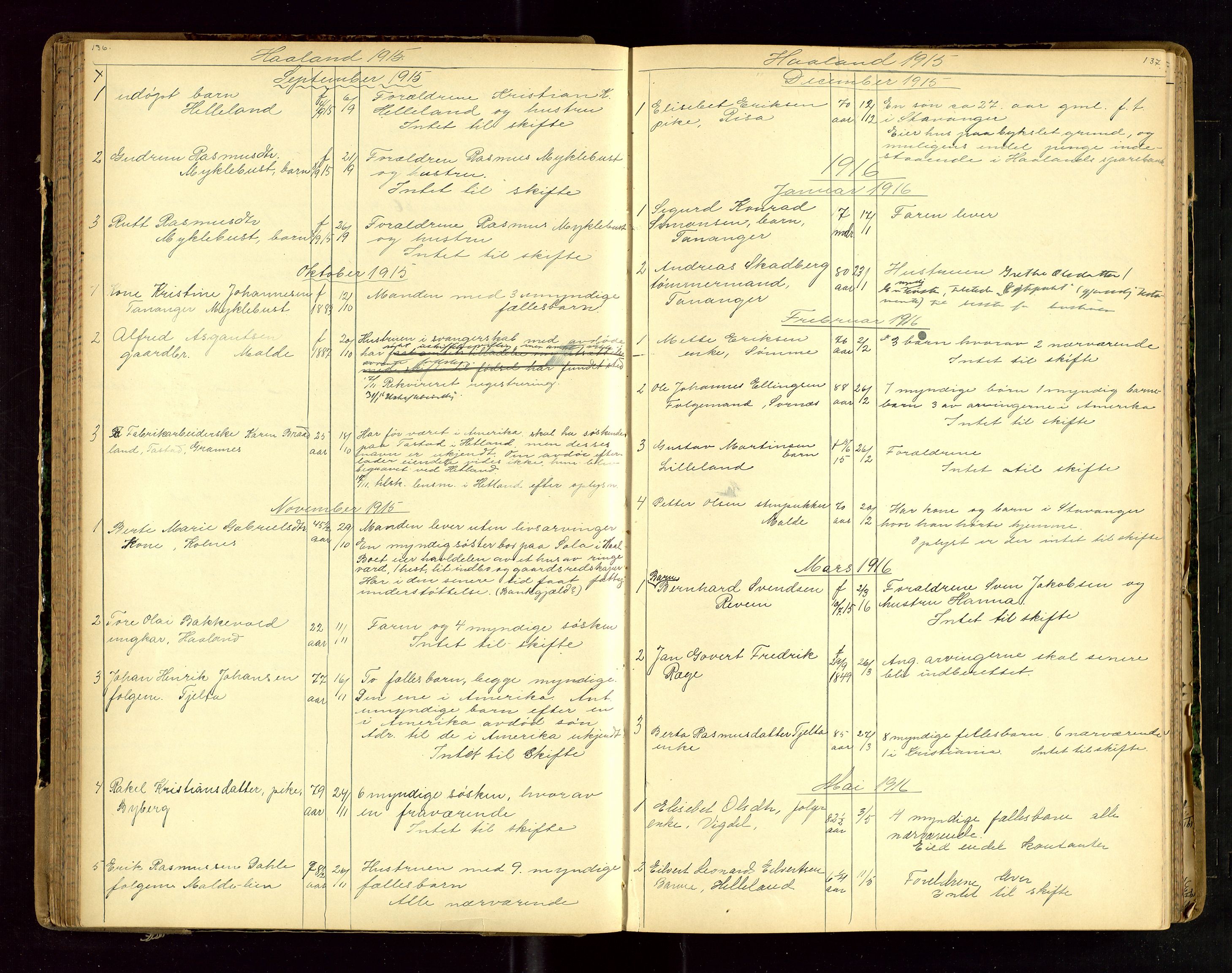Jæren sorenskriveri, AV/SAST-A-100310/01/5/52/52B/L0003: DØDSFALLPROTOKOLL, 1910-1916, p. 136-137