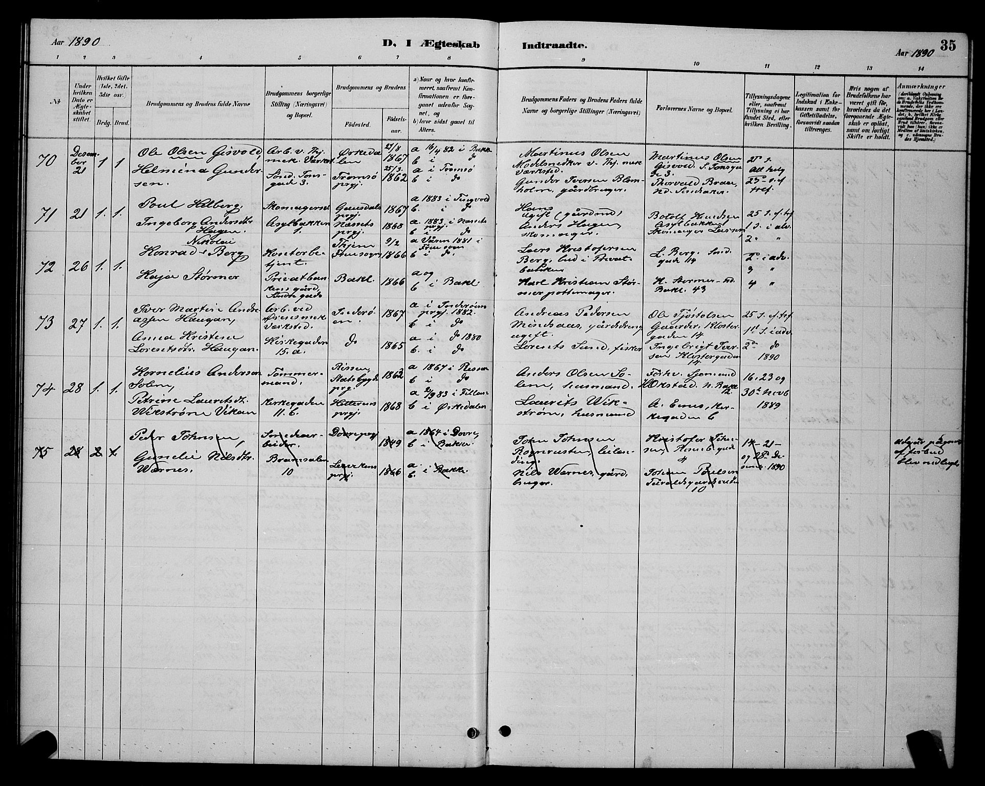 Ministerialprotokoller, klokkerbøker og fødselsregistre - Sør-Trøndelag, SAT/A-1456/604/L0223: Parish register (copy) no. 604C06, 1886-1897, p. 35