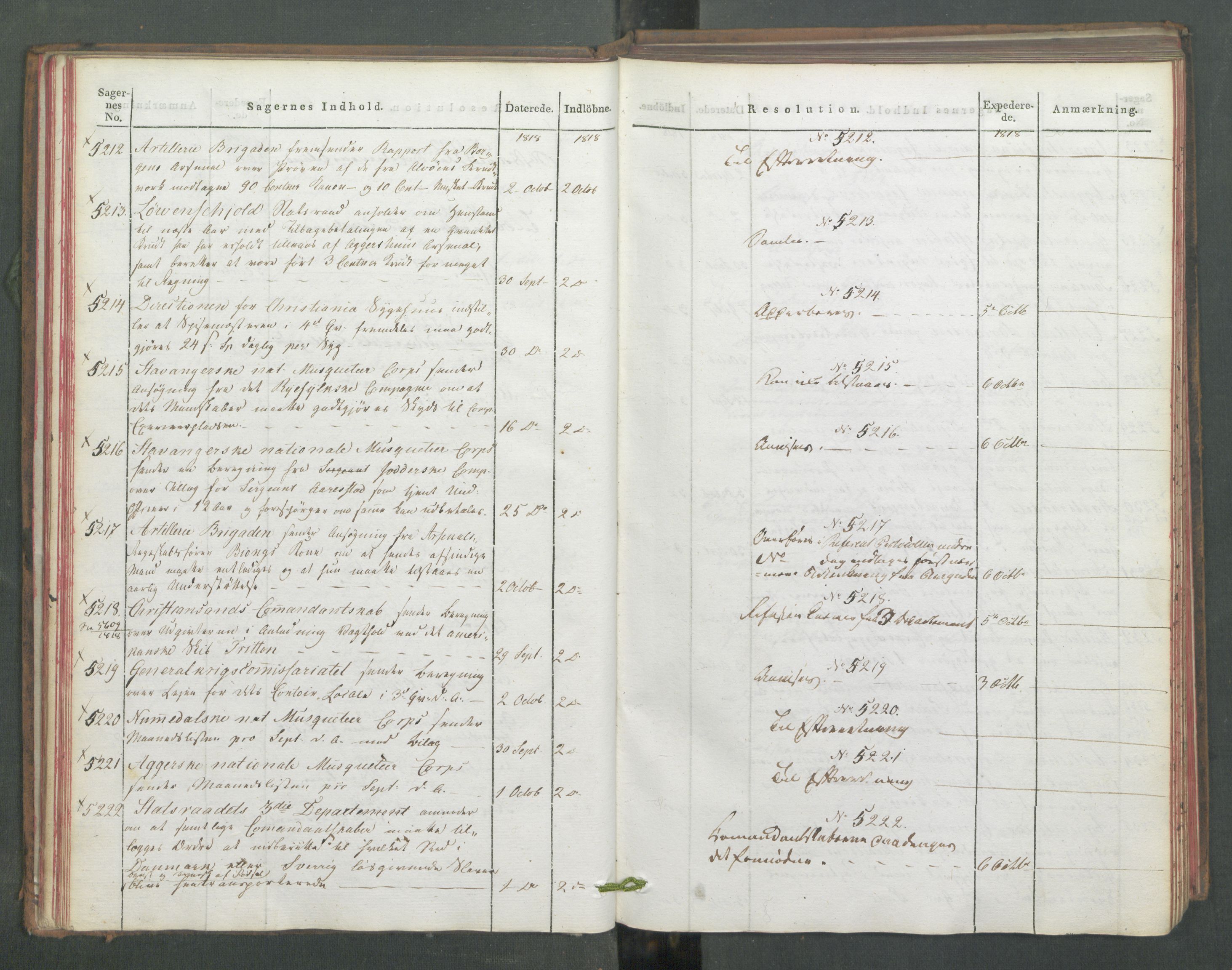 Armédepartementet, AV/RA-RAFA-3493/C/Ca/L0016: 6. Departements Journal, 1818