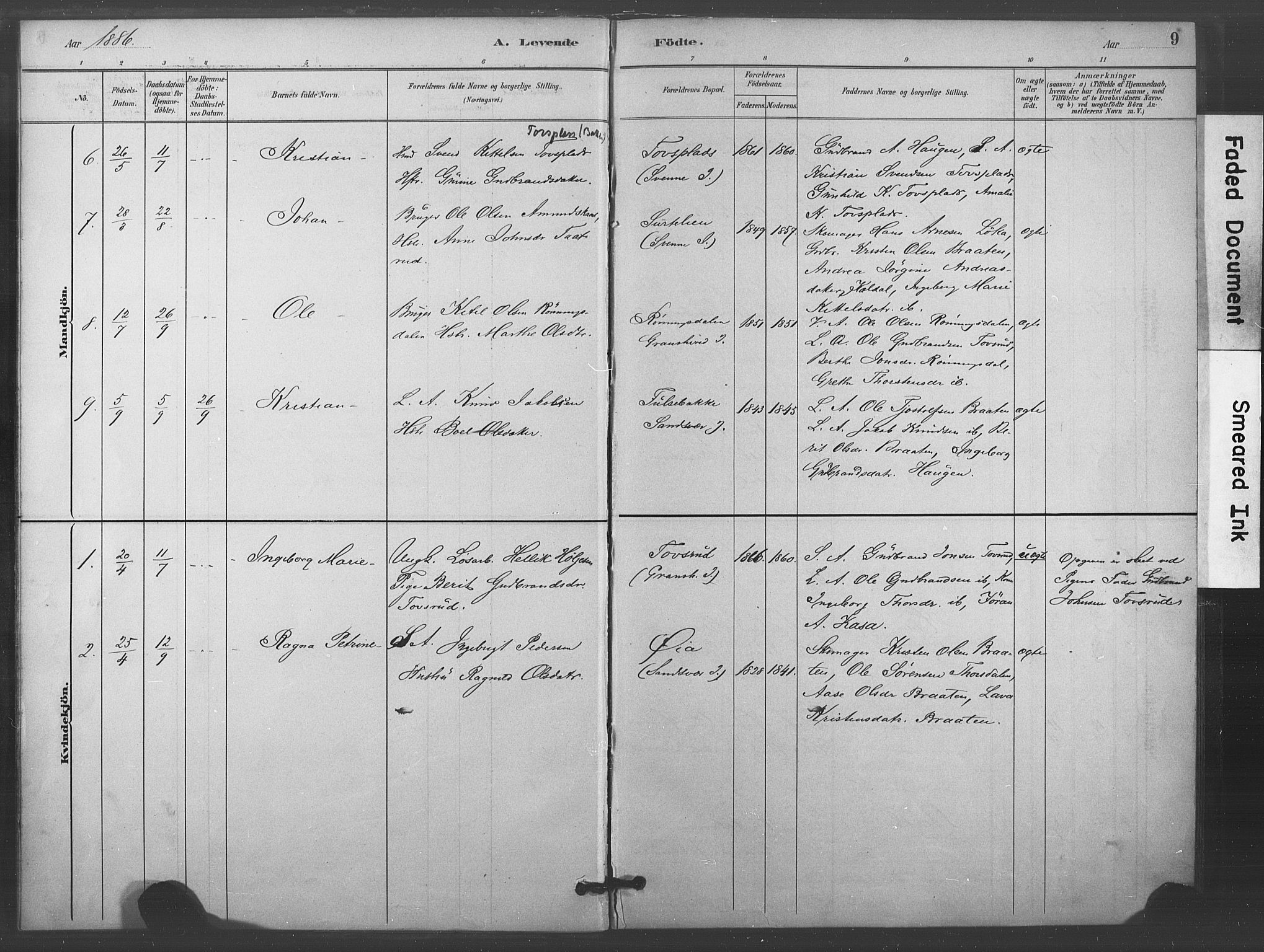 Kongsberg kirkebøker, AV/SAKO-A-22/F/Fc/L0001: Parish register (official) no. III 1, 1883-1897, p. 9