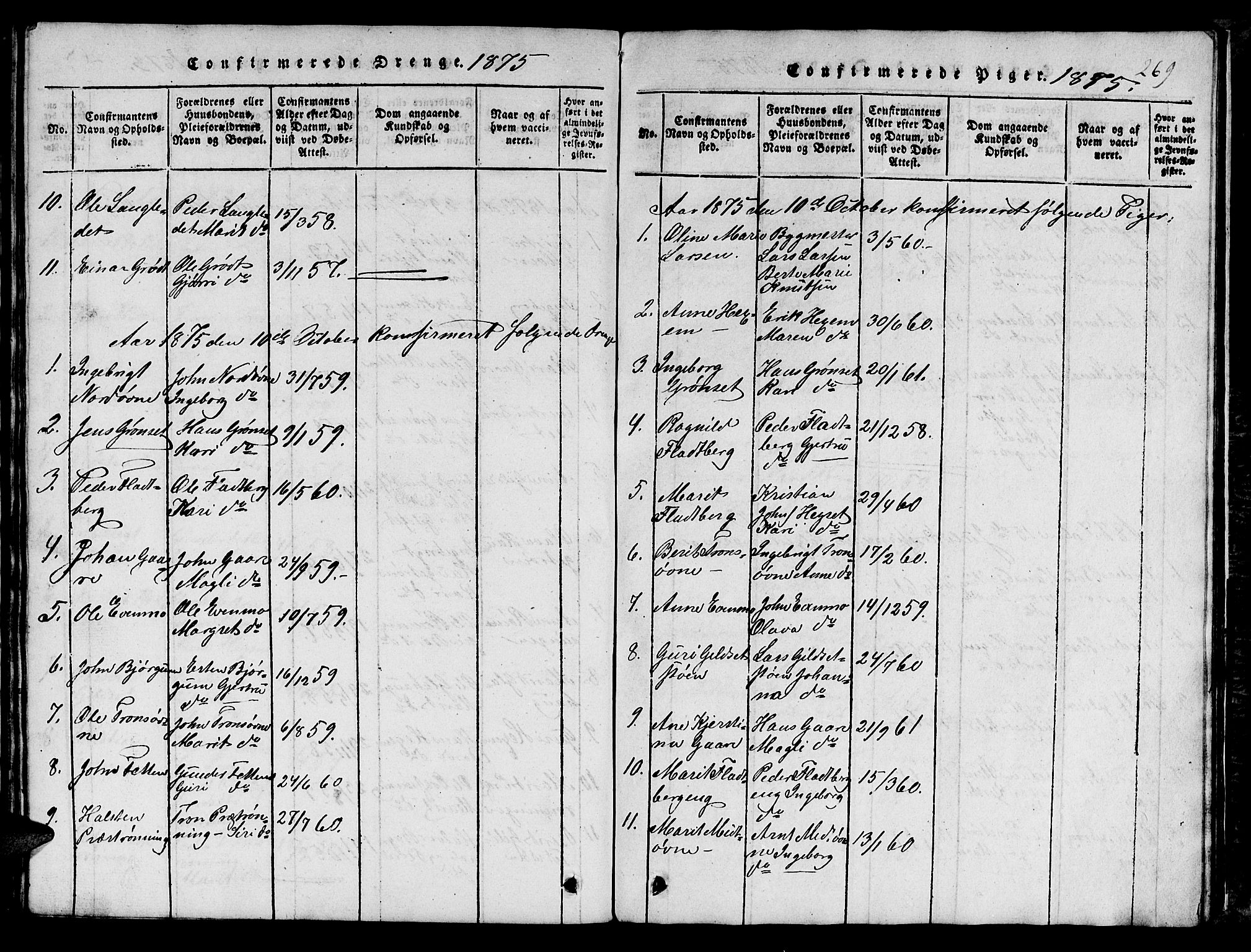 Ministerialprotokoller, klokkerbøker og fødselsregistre - Sør-Trøndelag, SAT/A-1456/685/L0976: Parish register (copy) no. 685C01, 1817-1878, p. 269