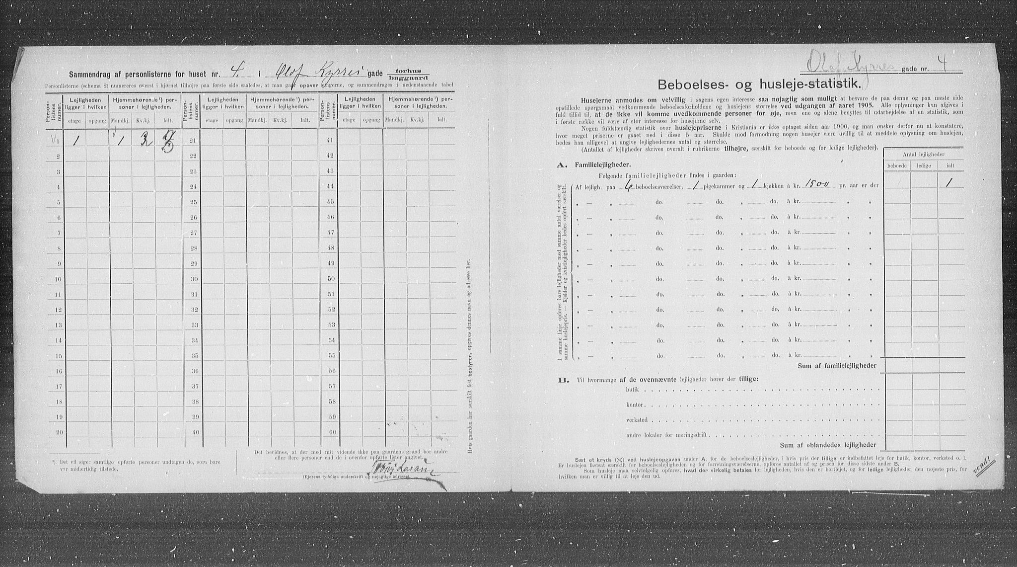OBA, Municipal Census 1905 for Kristiania, 1905, p. 39479