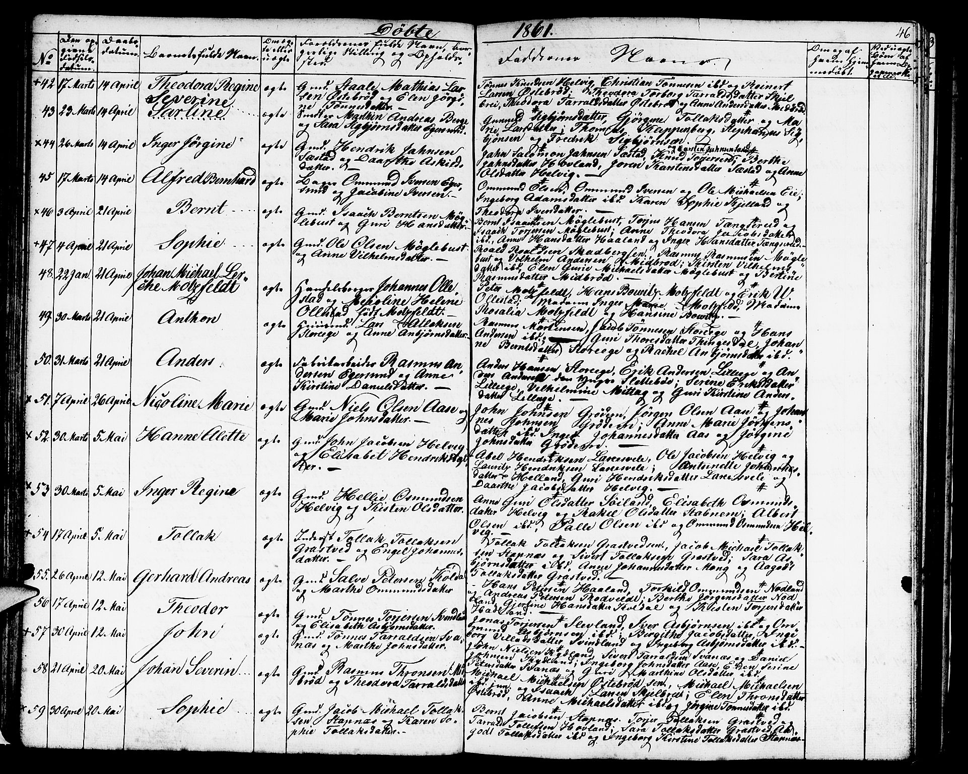 Eigersund sokneprestkontor, AV/SAST-A-101807/S09/L0004: Parish register (copy) no. B 4, 1855-1871, p. 46