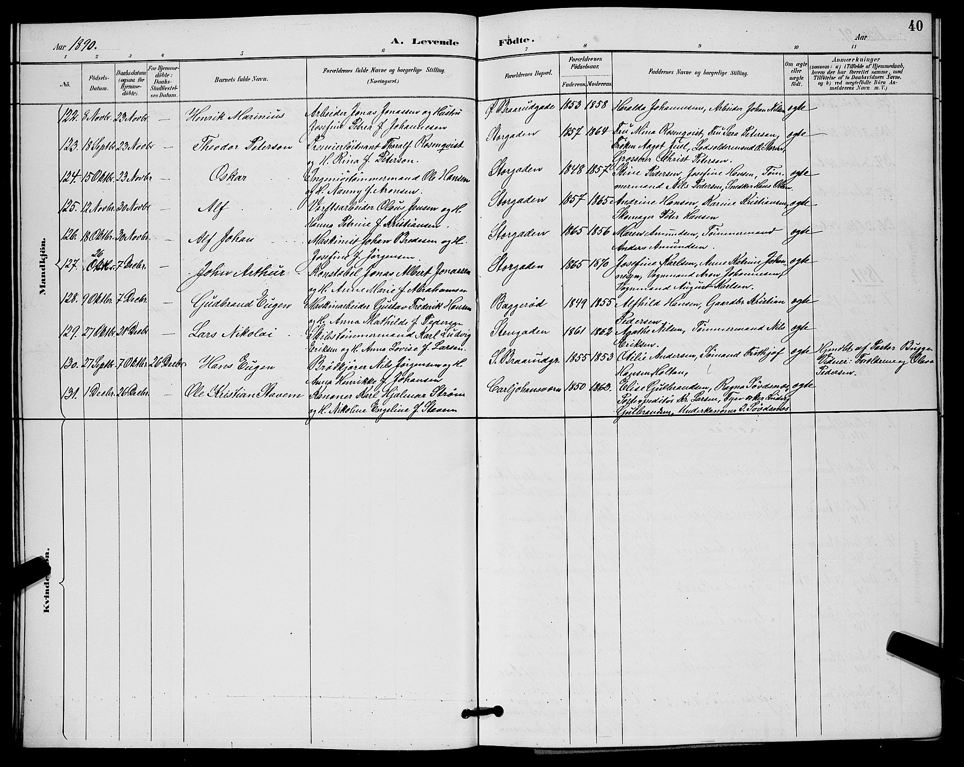 Horten kirkebøker, AV/SAKO-A-348/G/Ga/L0005: Parish register (copy) no. 5, 1888-1895, p. 40