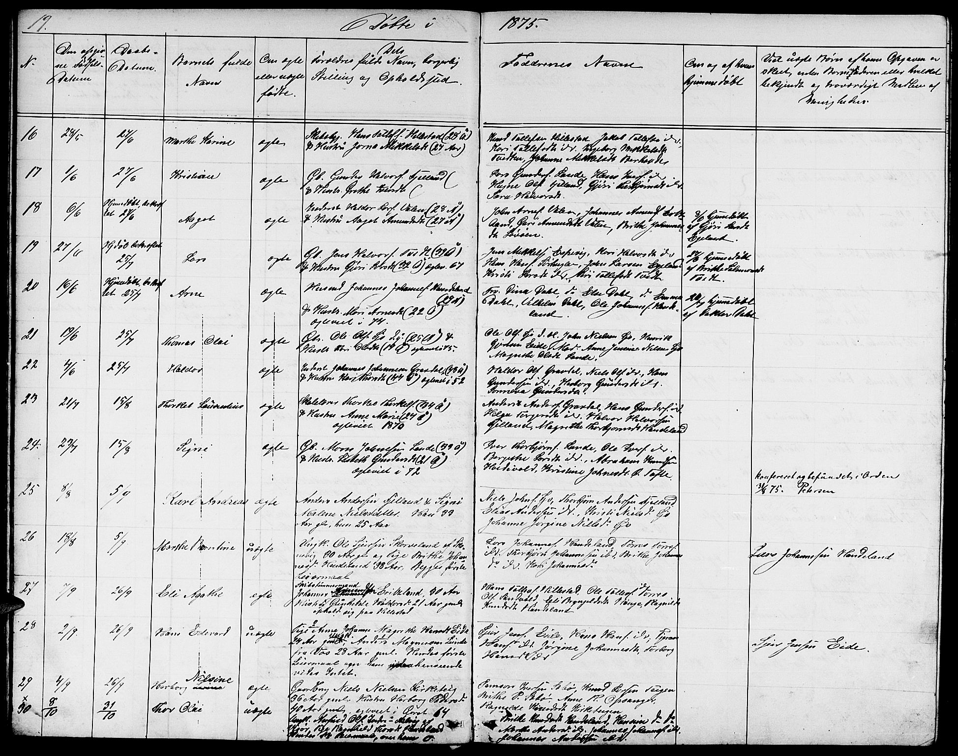 Fjelberg sokneprestembete, SAB/A-75201/H/Hab: Parish register (copy) no. B 3, 1868-1888, p. 19