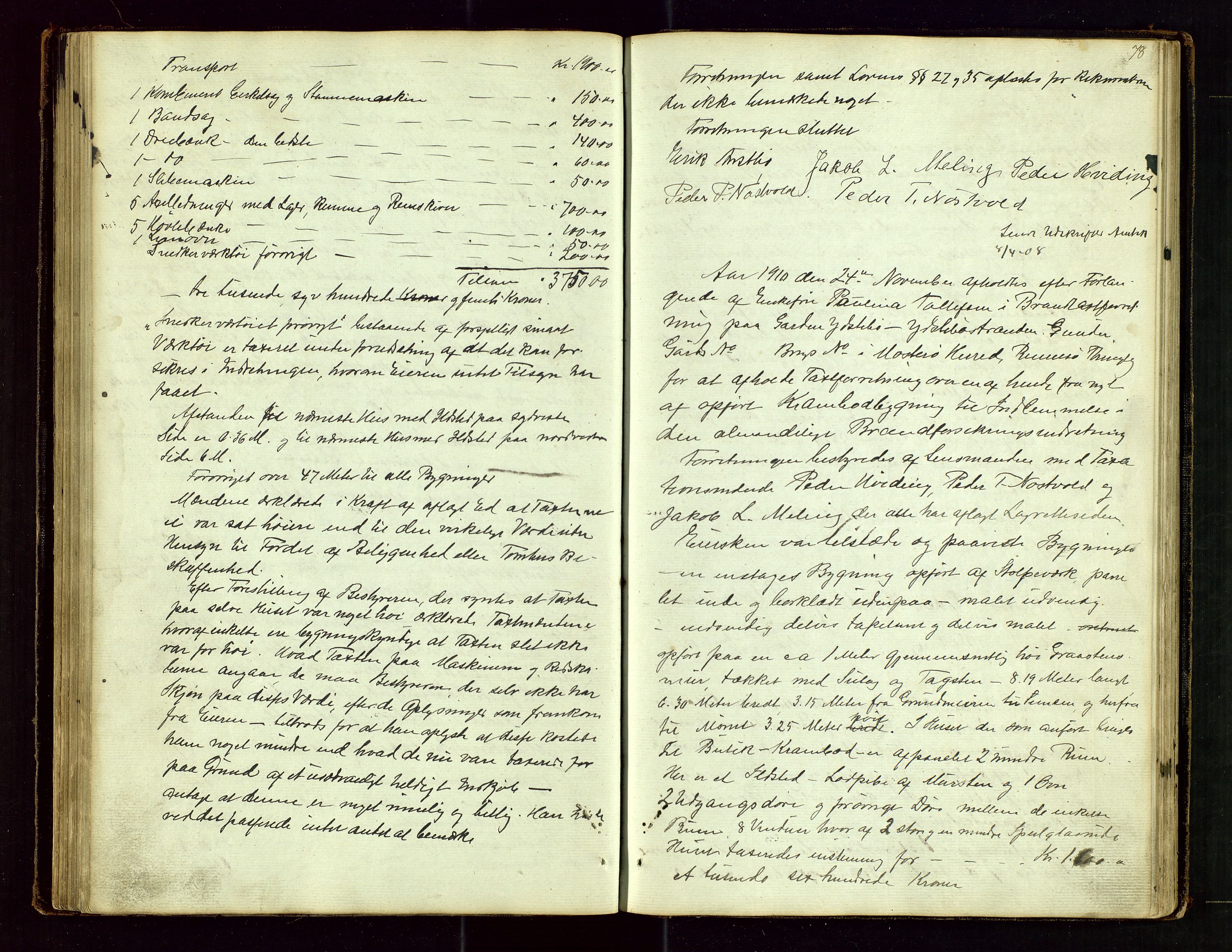 Rennesøy lensmannskontor, SAST/A-100165/Goa/L0001: "Brandtaxations-Protocol for Rennesøe Thinglag", 1846-1923, p. 77b-78a