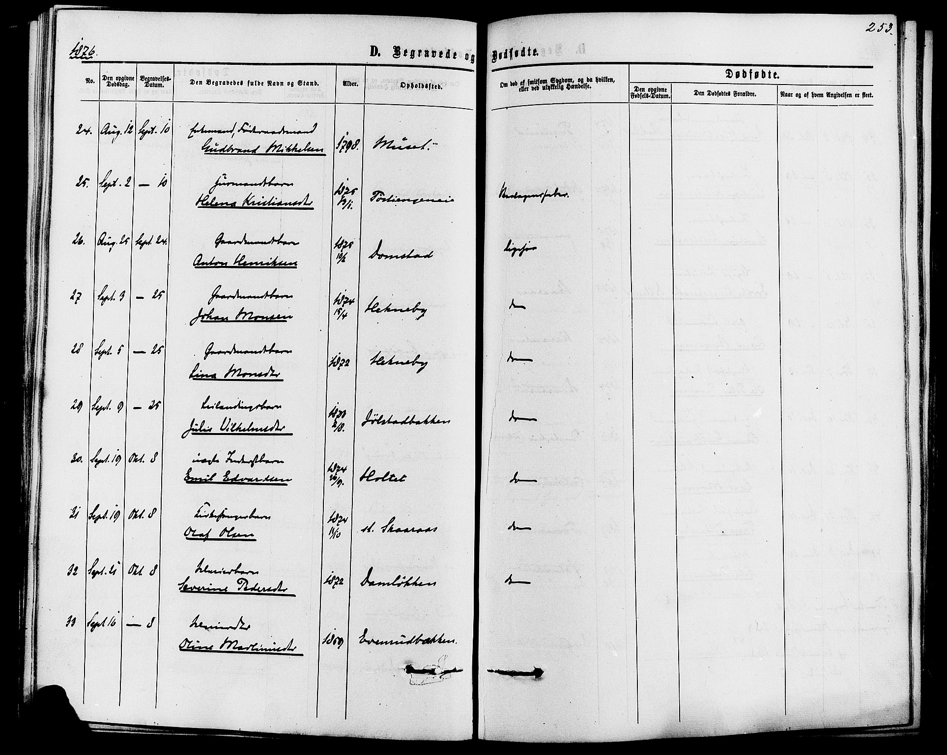 Romedal prestekontor, AV/SAH-PREST-004/K/L0006: Parish register (official) no. 6, 1866-1886, p. 253