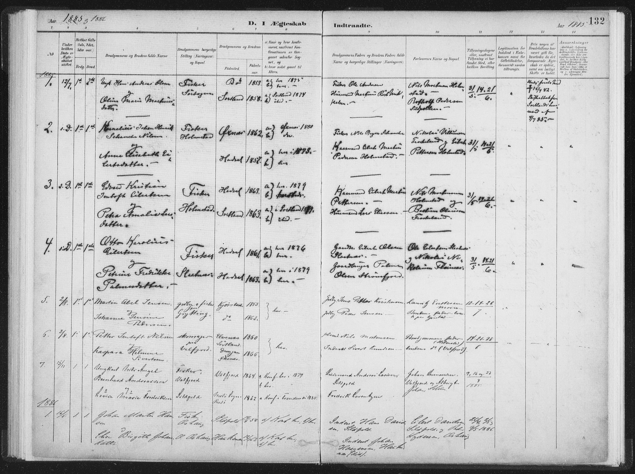 Ministerialprotokoller, klokkerbøker og fødselsregistre - Nordland, SAT/A-1459/890/L1286: Parish register (official) no. 890A01, 1882-1902, p. 132