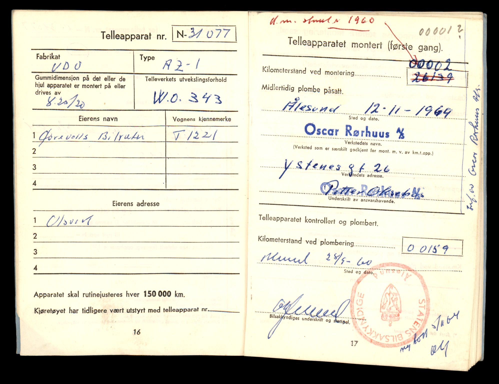 Møre og Romsdal vegkontor - Ålesund trafikkstasjon, AV/SAT-A-4099/F/Fe/L0011: Registreringskort for kjøretøy T 1170 - T 1289, 1927-1998, p. 1582