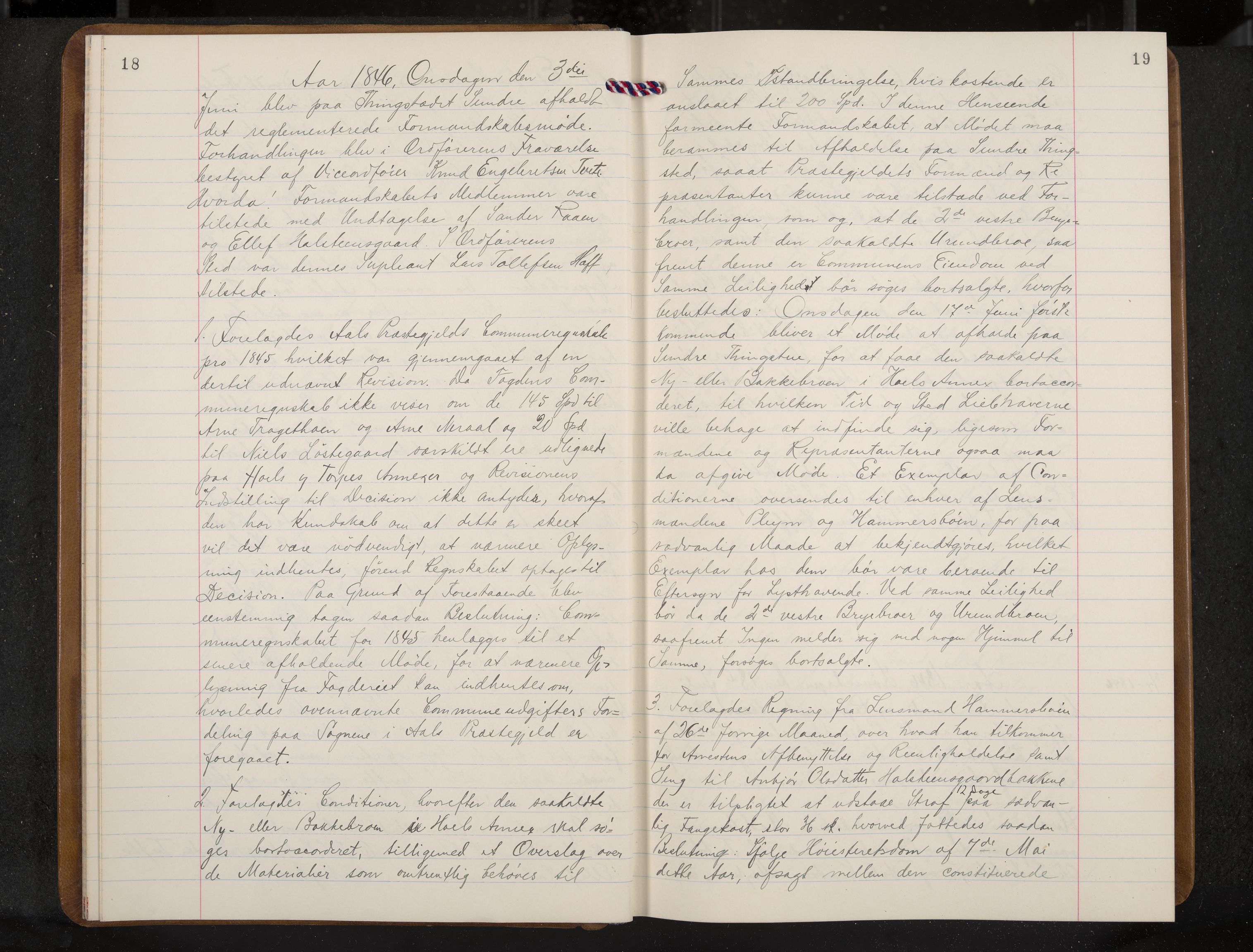 Ål formannskap og sentraladministrasjon, IKAK/0619021/A/Aa/L0002: Utskrift av møtebok, 1846-1857, p. 18-19