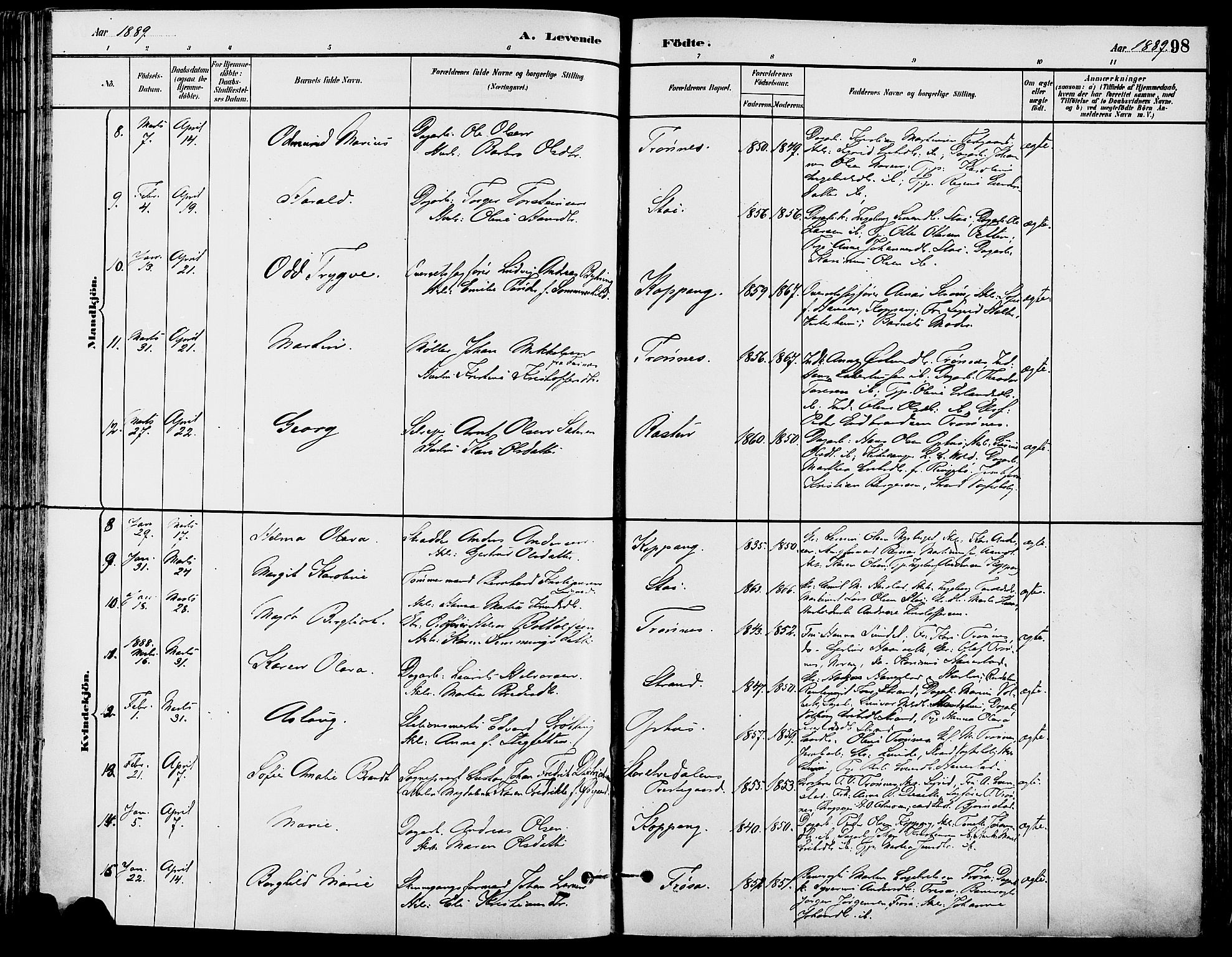 Stor-Elvdal prestekontor, AV/SAH-PREST-052/H/Ha/Haa/L0002: Parish register (official) no. 2, 1882-1907, p. 98