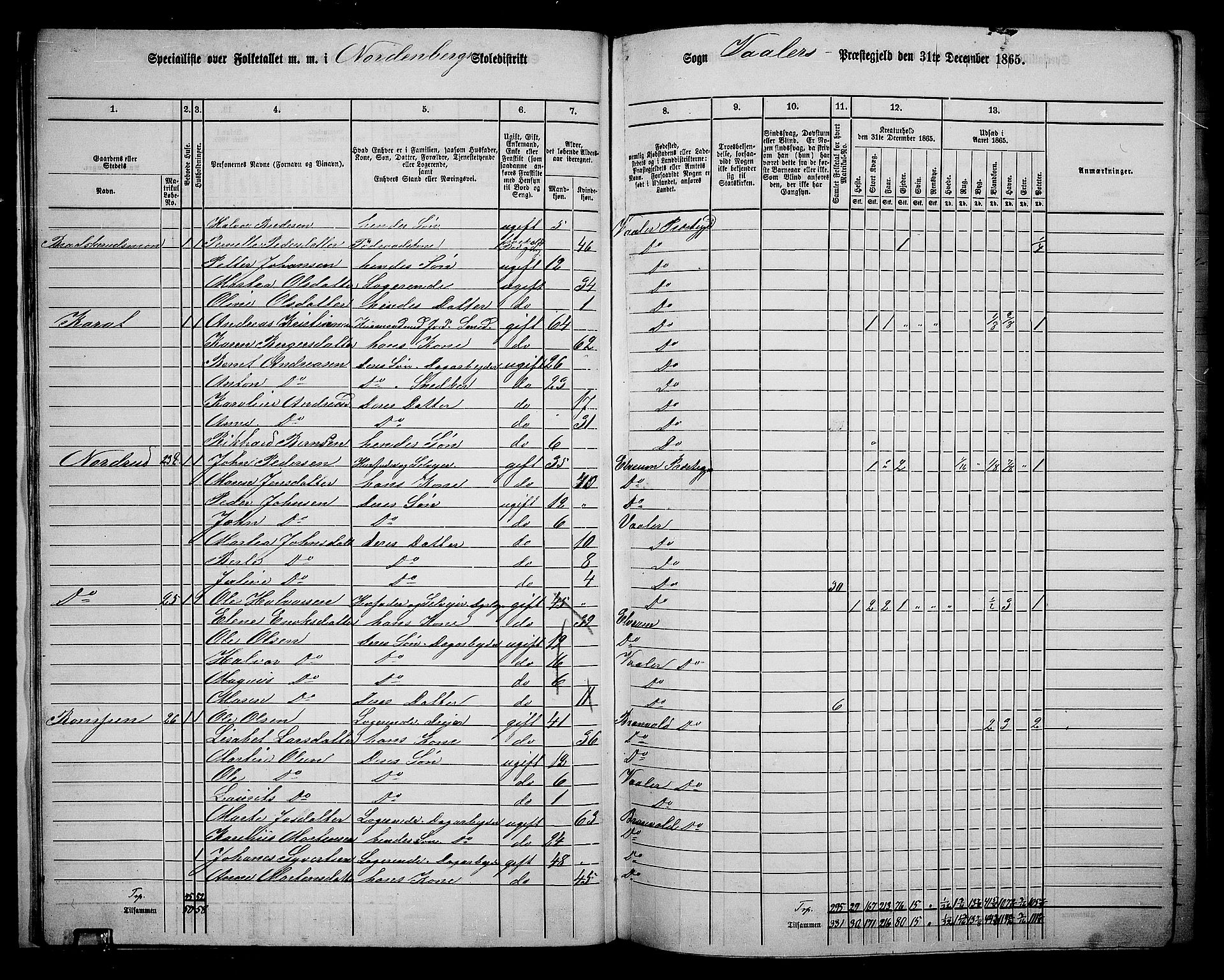 RA, 1865 census for Våler, 1865, p. 21