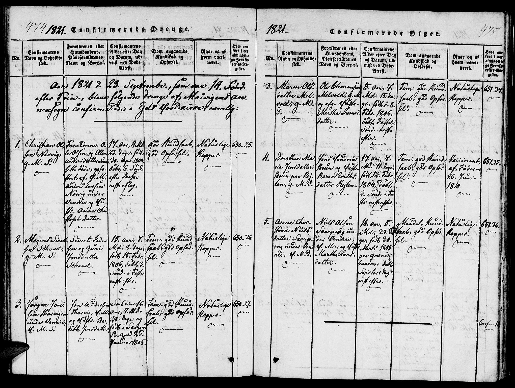Ministerialprotokoller, klokkerbøker og fødselsregistre - Nord-Trøndelag, SAT/A-1458/733/L0322: Parish register (official) no. 733A01, 1817-1842, p. 474-475