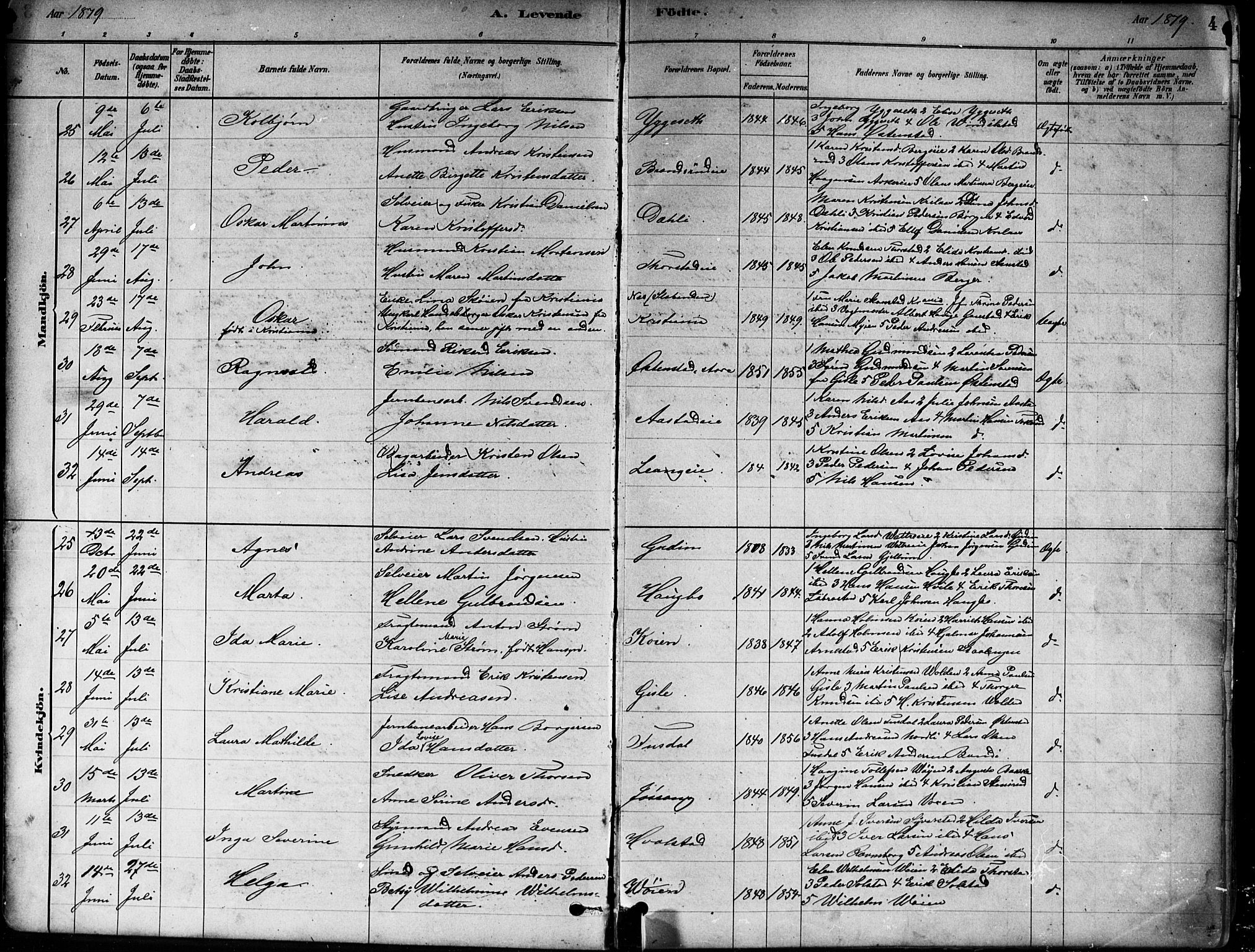 Asker prestekontor Kirkebøker, AV/SAO-A-10256a/F/Fa/L0013: Parish register (official) no. I 13, 1879-1896, p. 4