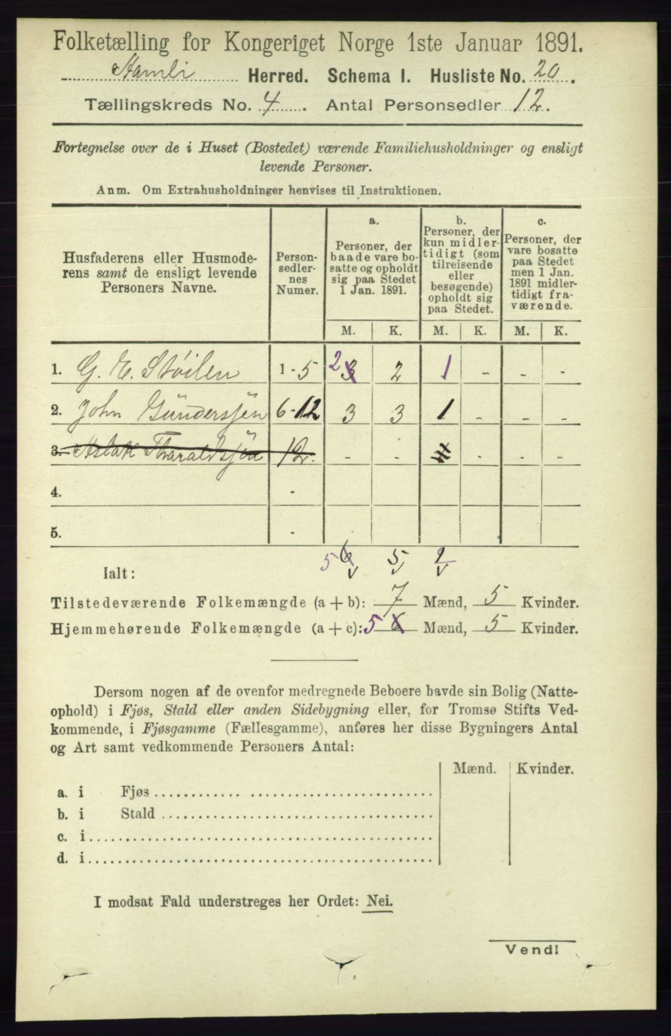 RA, 1891 census for 0929 Åmli, 1891, p. 430