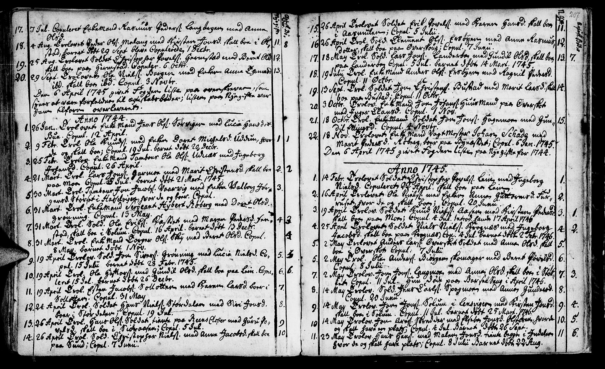 Ministerialprotokoller, klokkerbøker og fødselsregistre - Sør-Trøndelag, SAT/A-1456/646/L0604: Parish register (official) no. 646A02, 1735-1750, p. 206-207