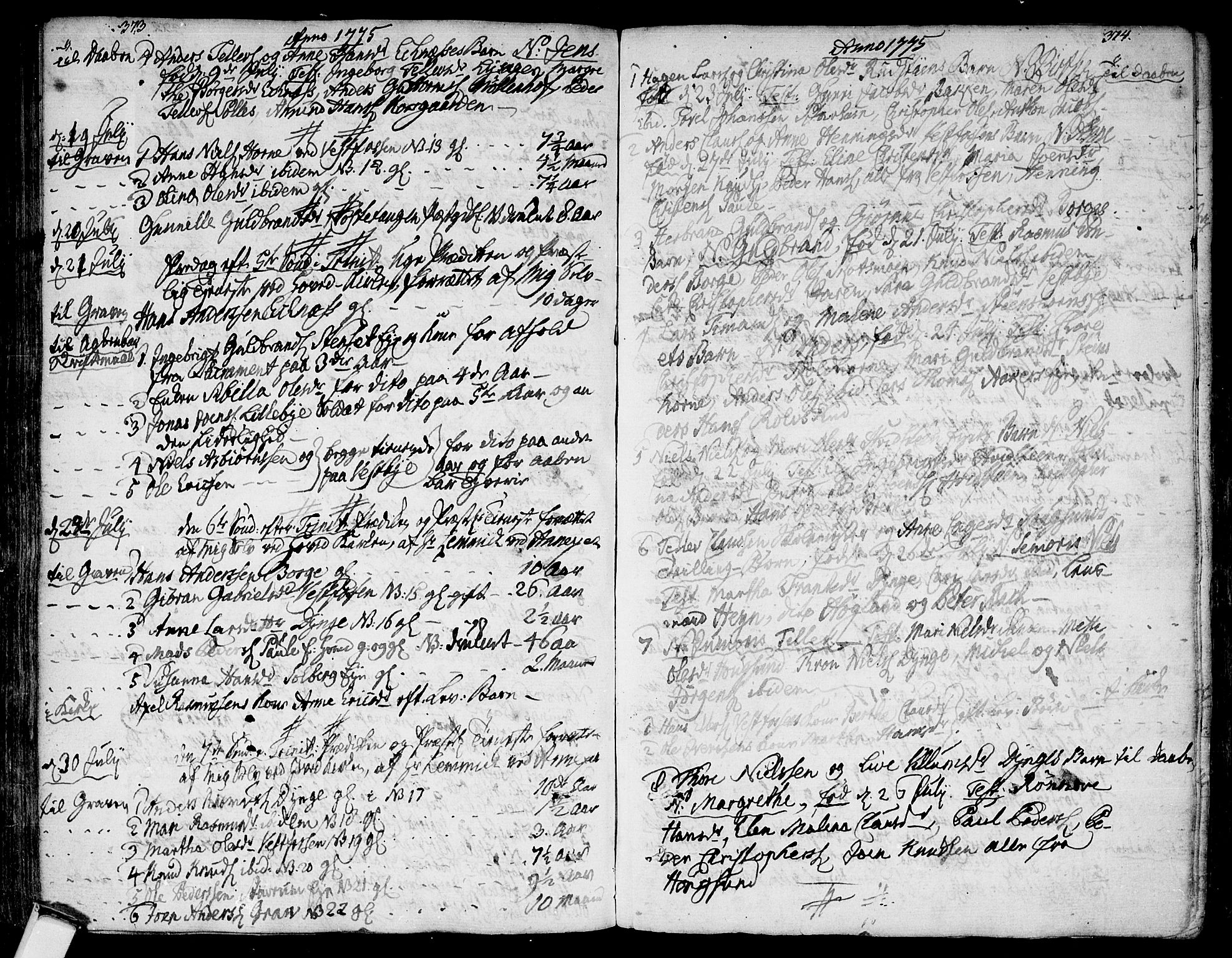 Eiker kirkebøker, SAKO/A-4/F/Fa/L0008: Parish register (official) no. I 8, 1764-1788, p. 373-374