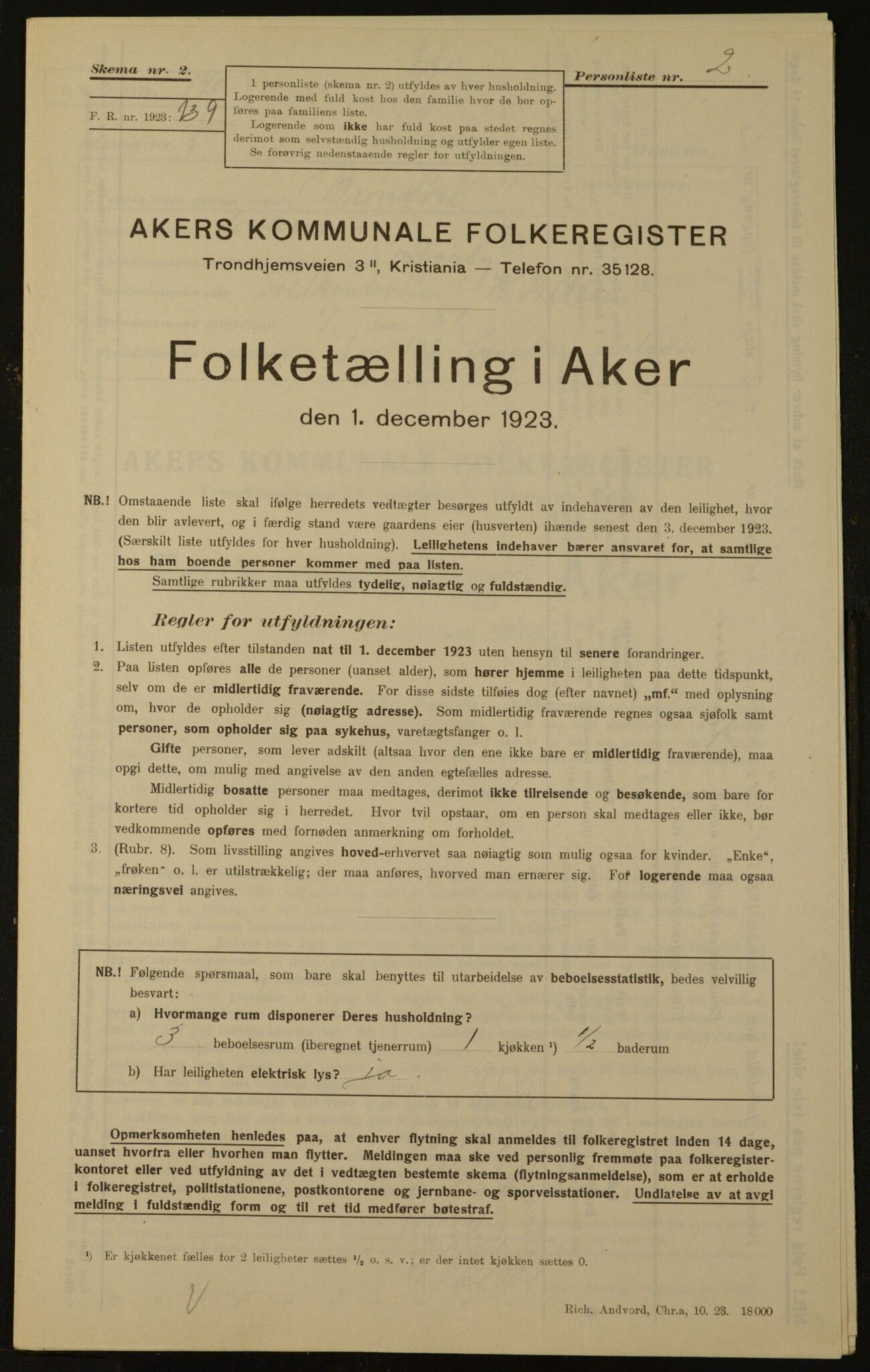 , Municipal Census 1923 for Aker, 1923, p. 794