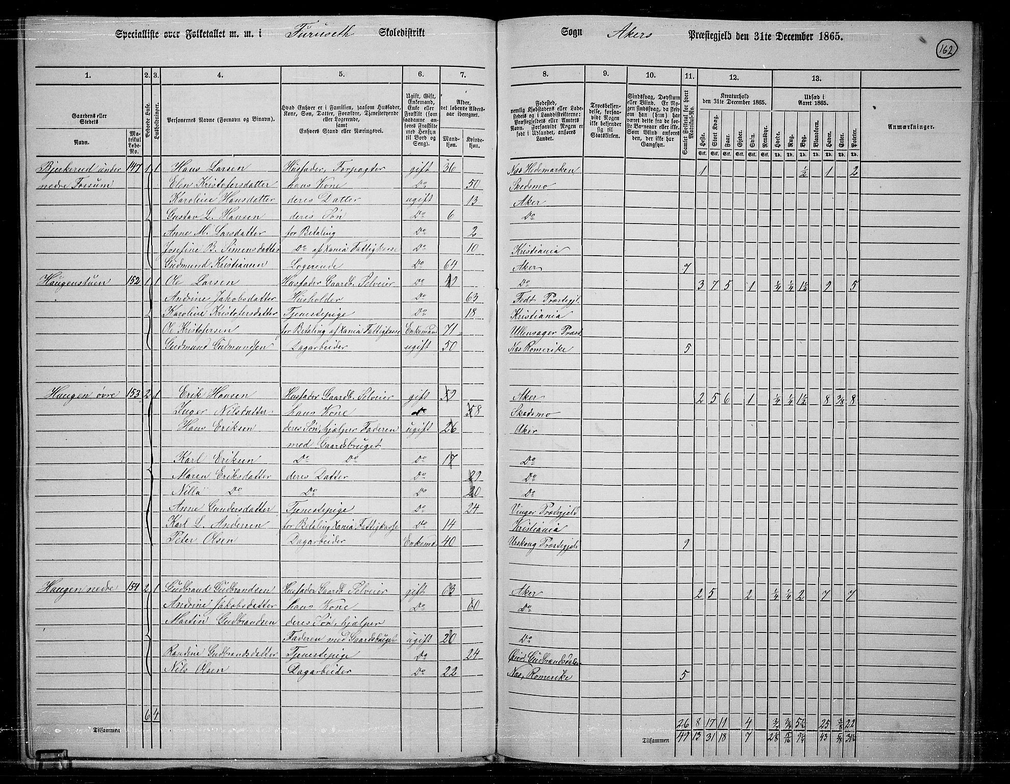 RA, 1865 census for Østre Aker, 1865, p. 151