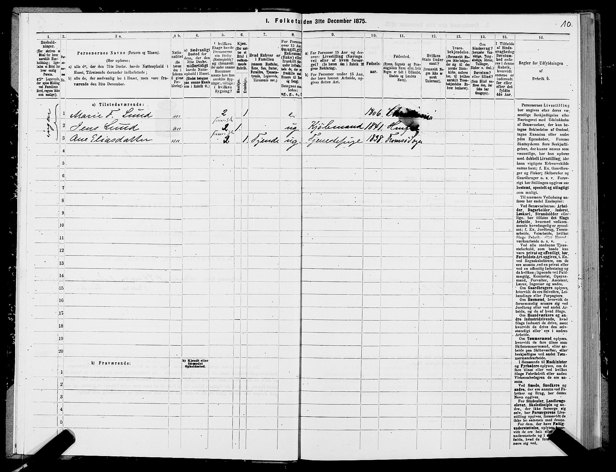 SATØ, 1875 census for 2001B Hammerfest/Hammerfest, 1875, p. 1010