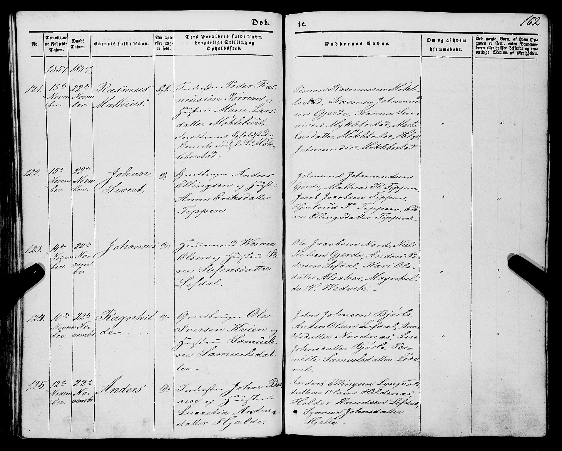 Eid sokneprestembete, AV/SAB-A-82301/H/Haa/Haaa/L0007: Parish register (official) no. A 7, 1844-1858, p. 162